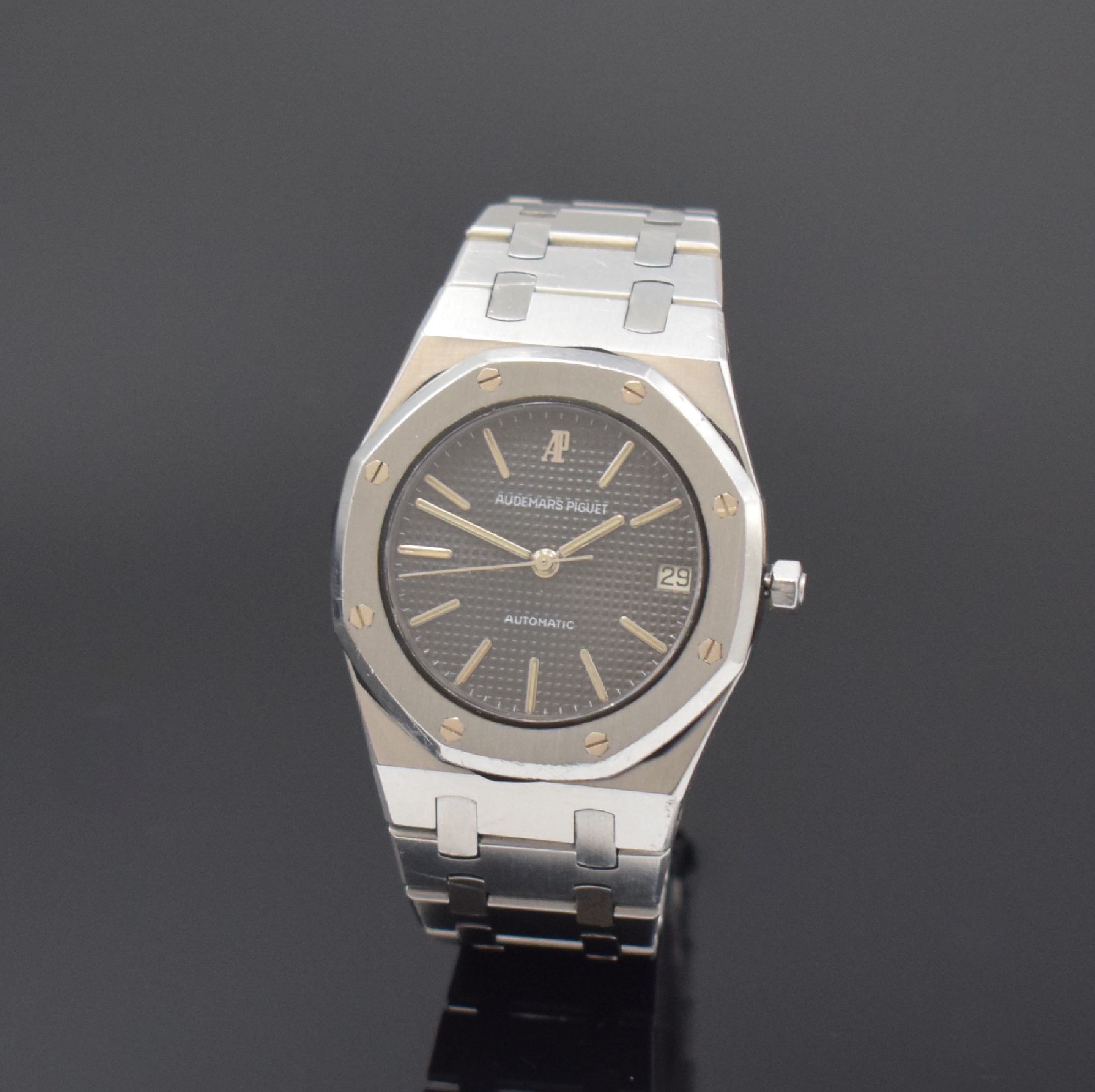 AUDEMARS PIGUET Herrenarmbanduhr frühe Royal Oak No. 308 Referenz 14100ST, Automatik, Schweiz um 1980, B-Serie, Design von Gerald Genta, 3-teil. ...