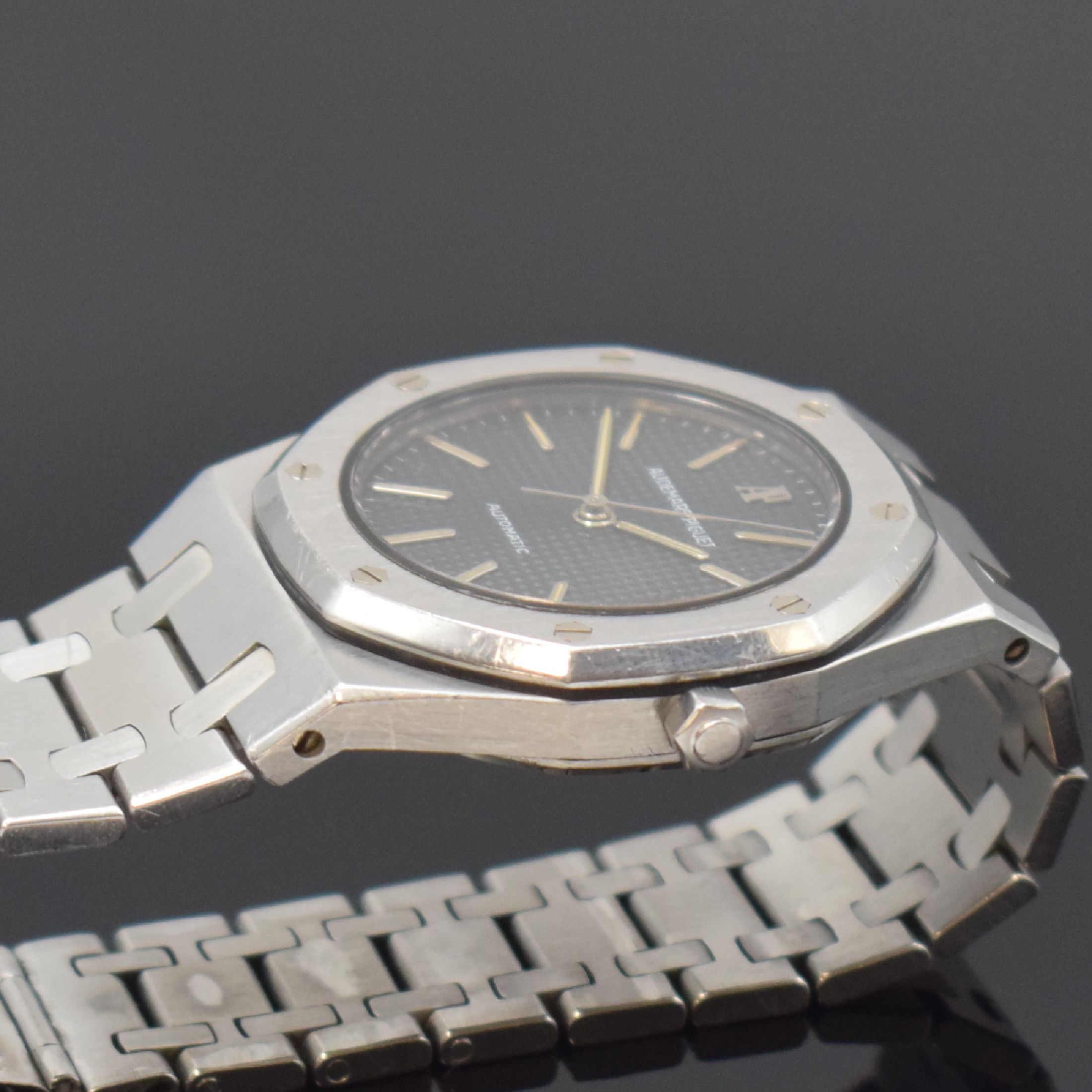 Detail c: AUDEMARS PIGUET Herrenarmbanduhr frühe Royal Oak No. 308 Referenz 14100ST, Automatik, Schweiz um 1980, B-Serie, Design von Gerald Genta, 3-teil. ...