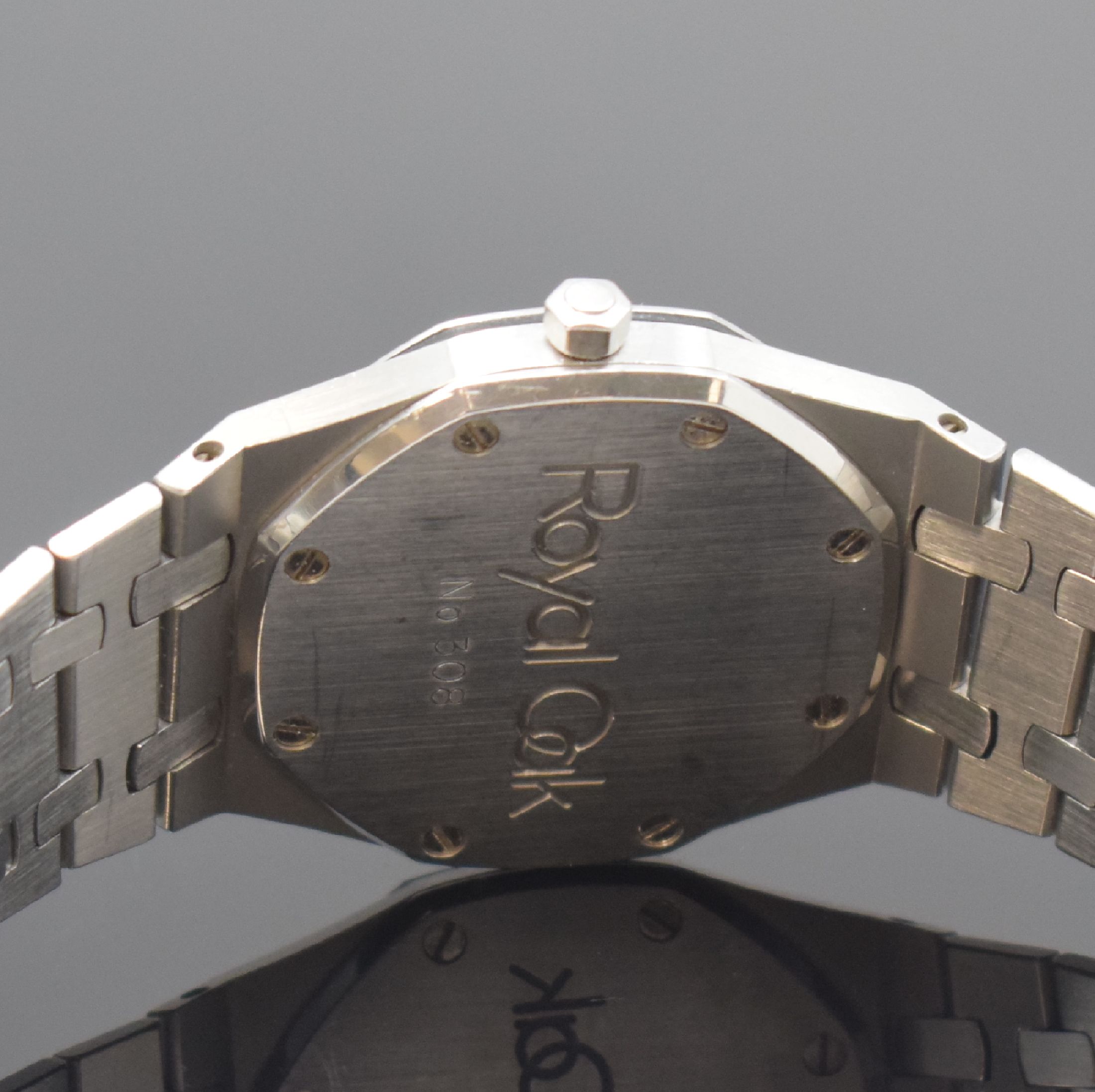 Detail d: AUDEMARS PIGUET Herrenarmbanduhr frühe Royal Oak No. 308 Referenz 14100ST, Automatik, Schweiz um 1980, B-Serie, Design von Gerald Genta, 3-teil. ...