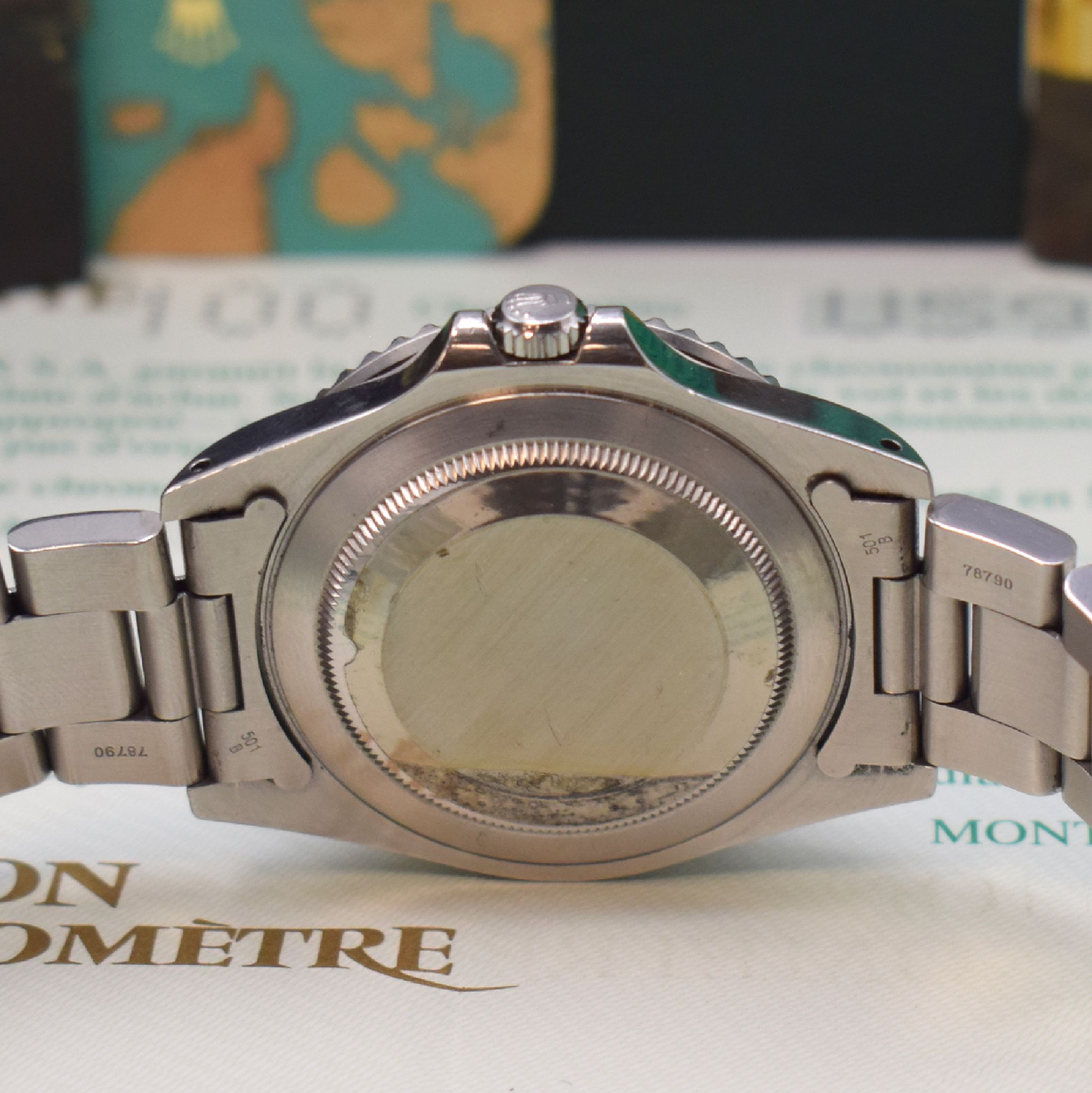 Detail d: ROLEX Herrenarmbanduhr Oyster Perpetual Date GMT-Master Referenz 16700, Automatik, LC 100, U-Serie, Chronometer der Superlative in Edelstahl inkl. ...