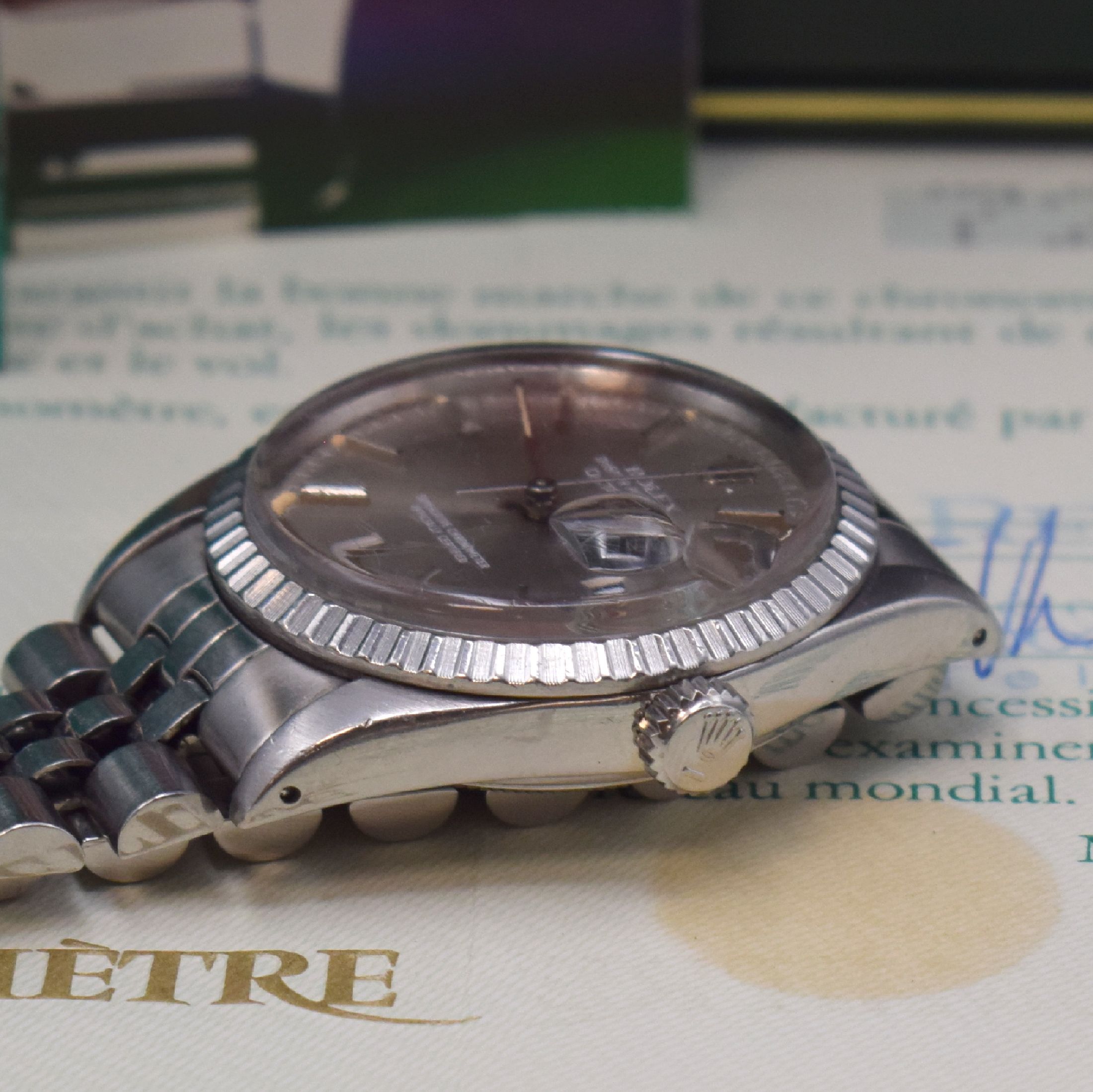 Detail c: ROLEX Herrenarmbanduhr Oyster Perpetual Datejust Referenz 16030, Automatik, Edel- stahlgeh. inkl. Jubileeband m. Faltschließe Ref. 62510H mit ...