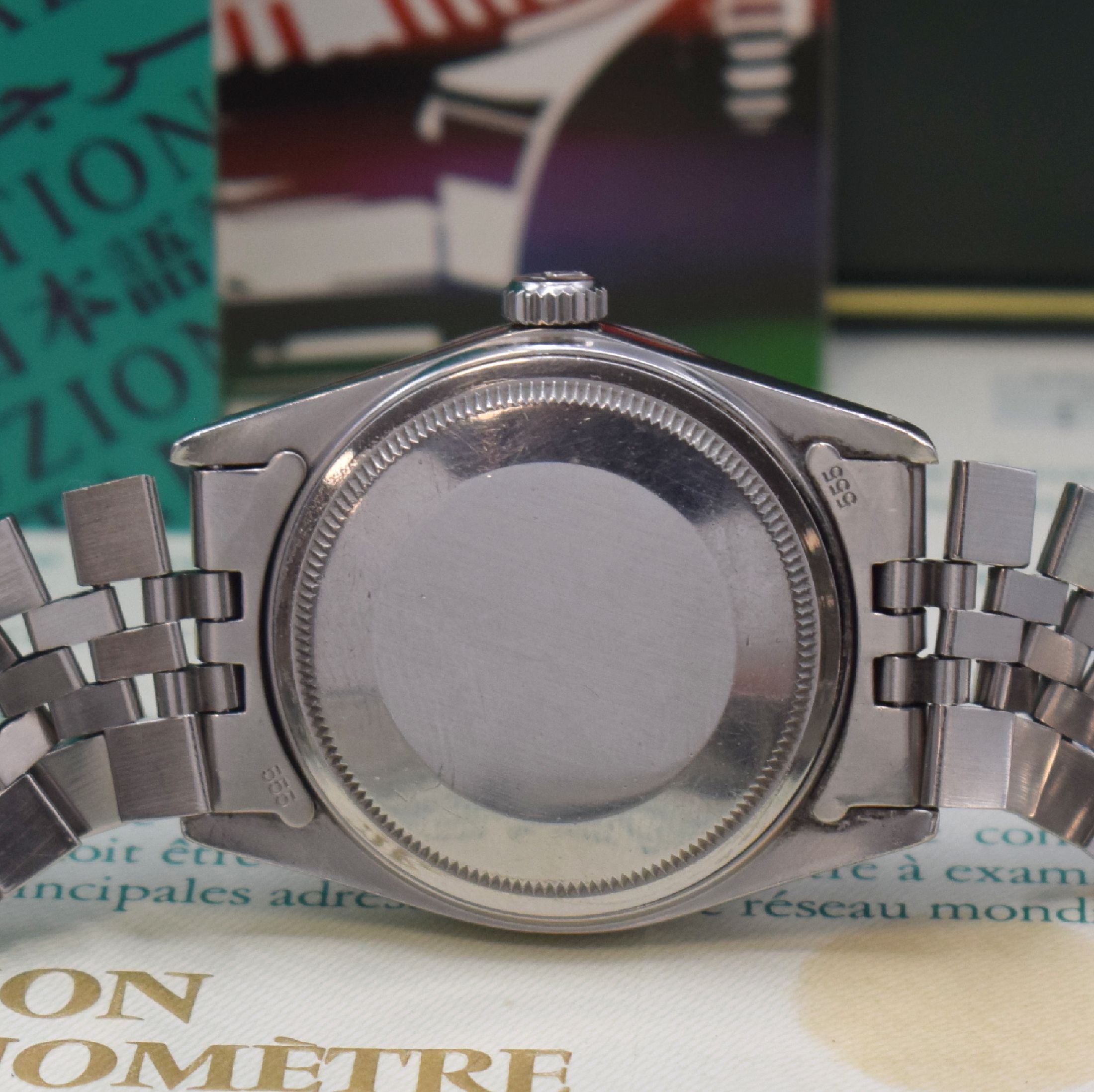 Detail d: ROLEX Herrenarmbanduhr Oyster Perpetual Datejust Referenz 16030, Automatik, Edel- stahlgeh. inkl. Jubileeband m. Faltschließe Ref. 62510H mit ...