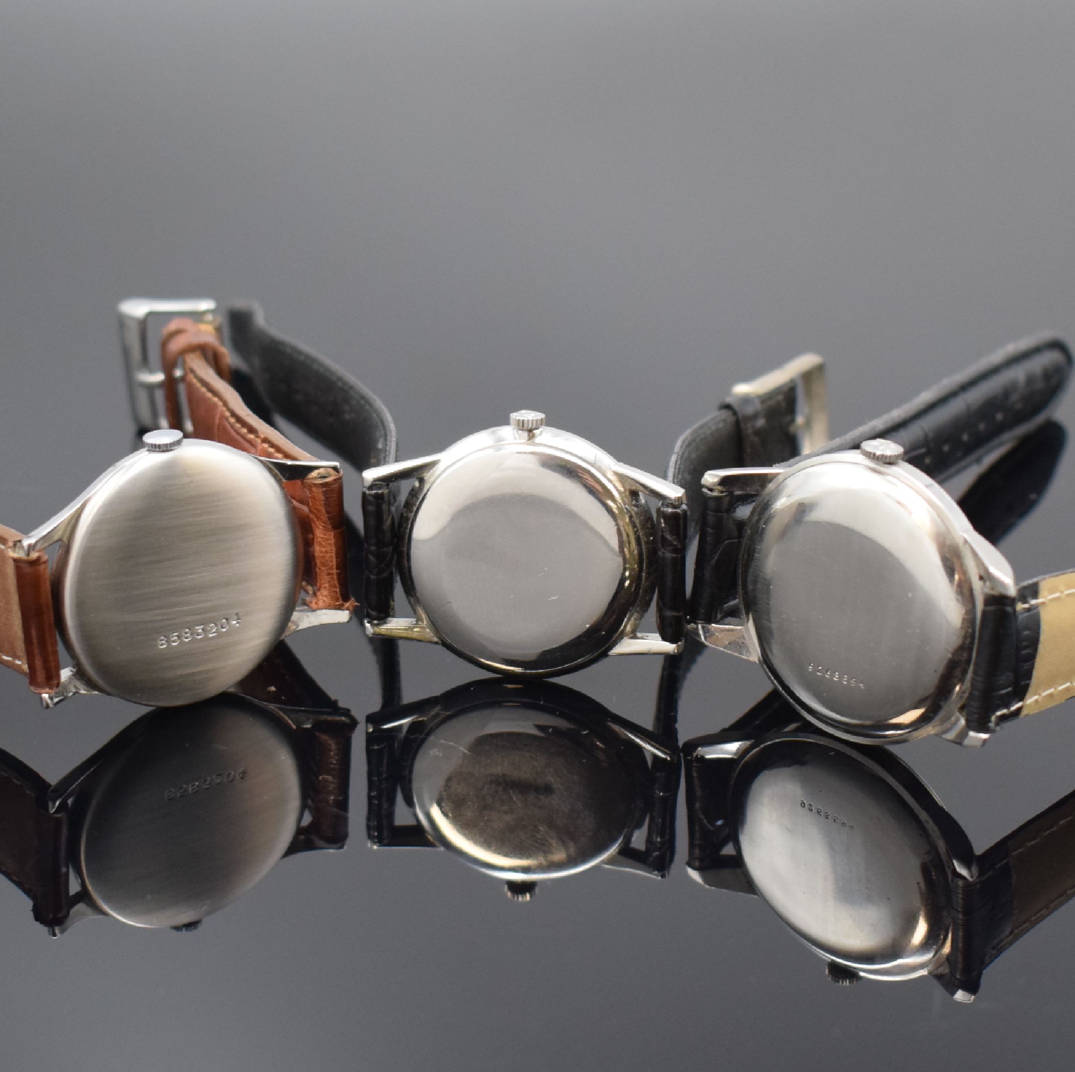 Detail c: ZENITH 3 Herrenarmbanduhren in Stahl, Schweiz ca. 1950-1960, Handaufzug, gedr. Geh., 1.) Mod. Sporto, Zifferbl. rest., verg. Werk verglast, Kal. 40, ...