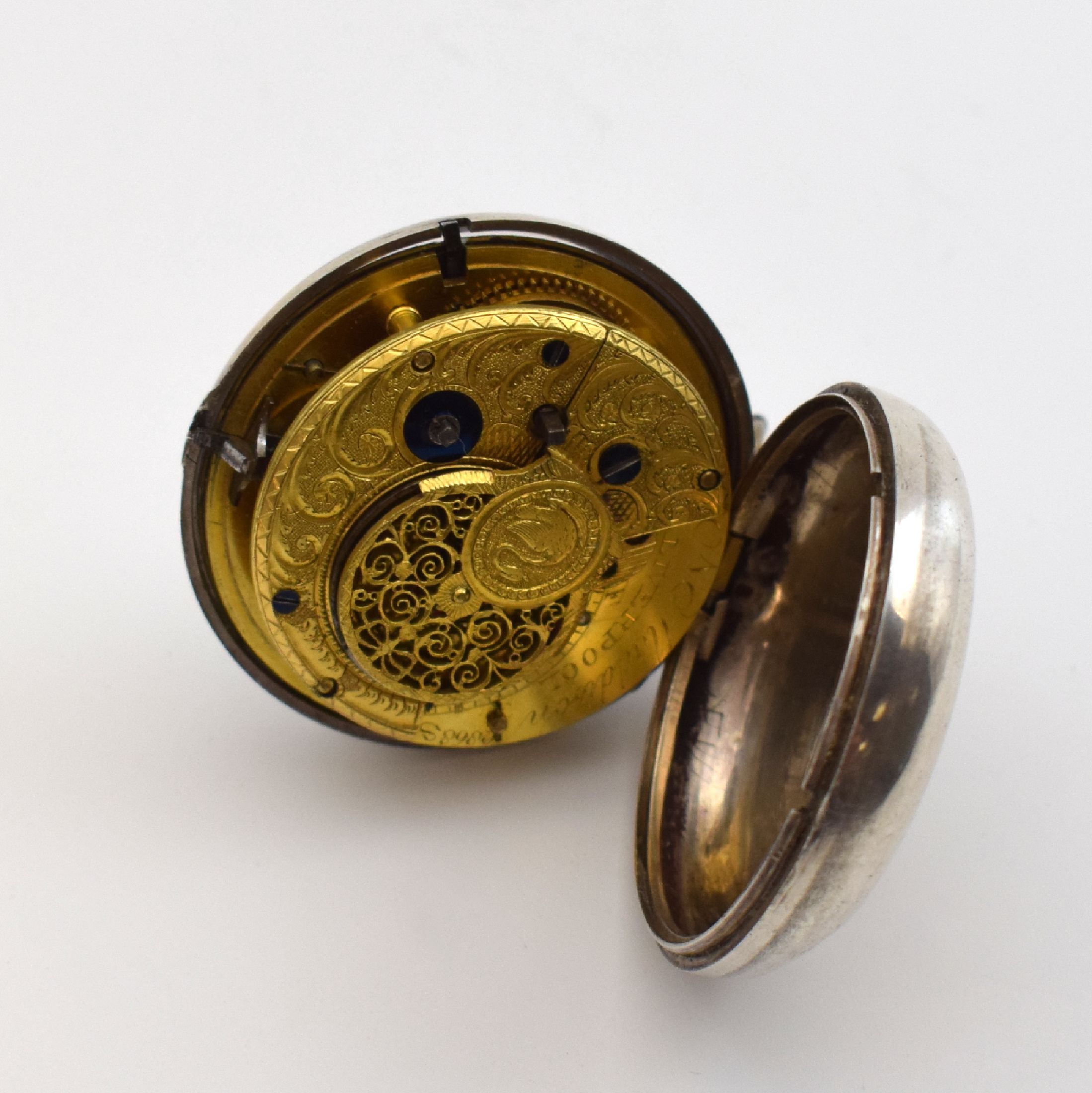 Detail b: 4 Spindeltaschenuhren in Silber, England um 1759-1820, alle m. Emailzifferbl. riss./besch., röm. u. arab. Zahlen, 1.) Jn. Barlow Rochdale, dopp. ...