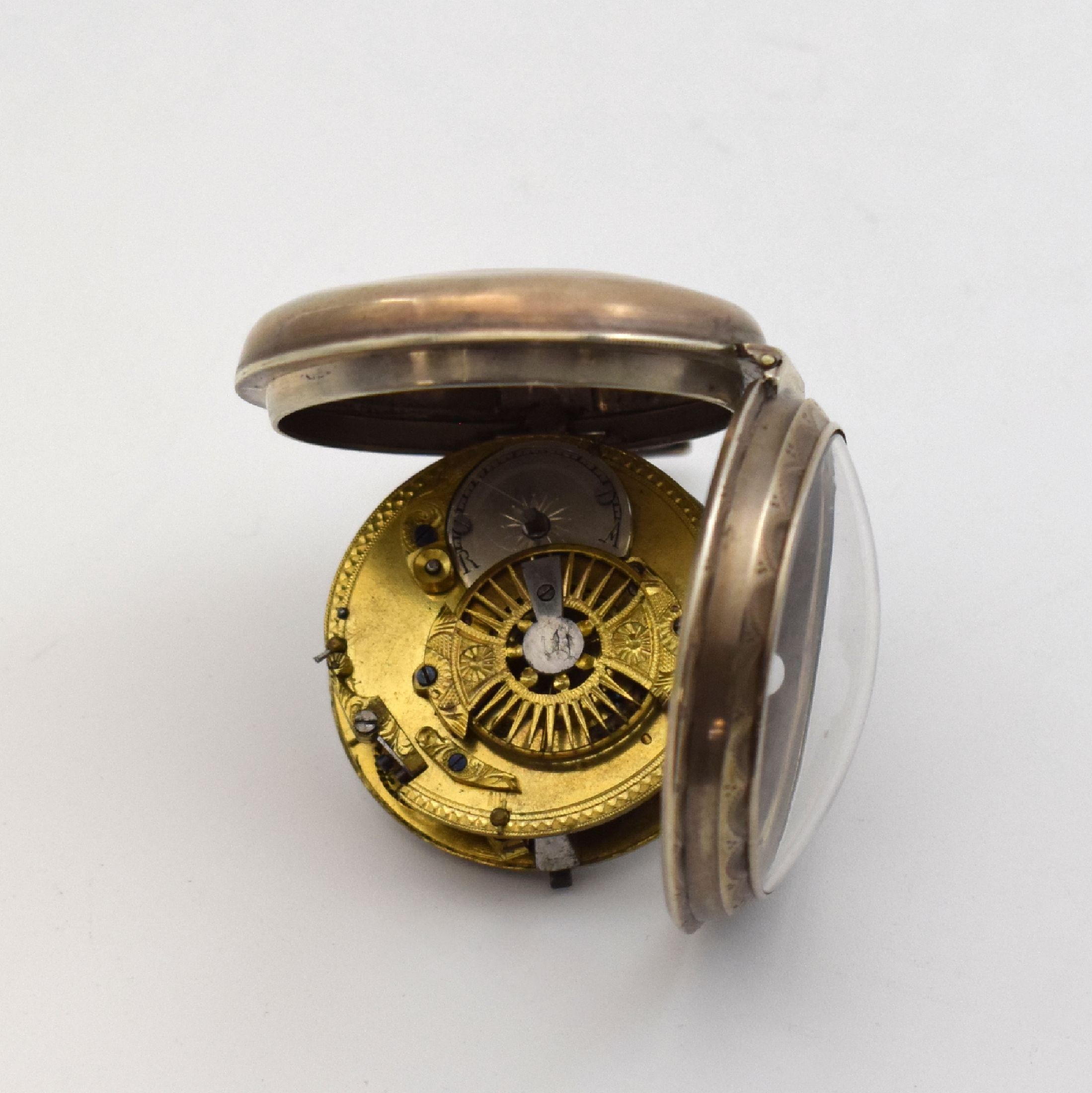 Detail k: 4 Spindeltaschenuhren in Silber, England um 1759-1820, alle m. Emailzifferbl. riss./besch., röm. u. arab. Zahlen, 1.) Jn. Barlow Rochdale, dopp. ...