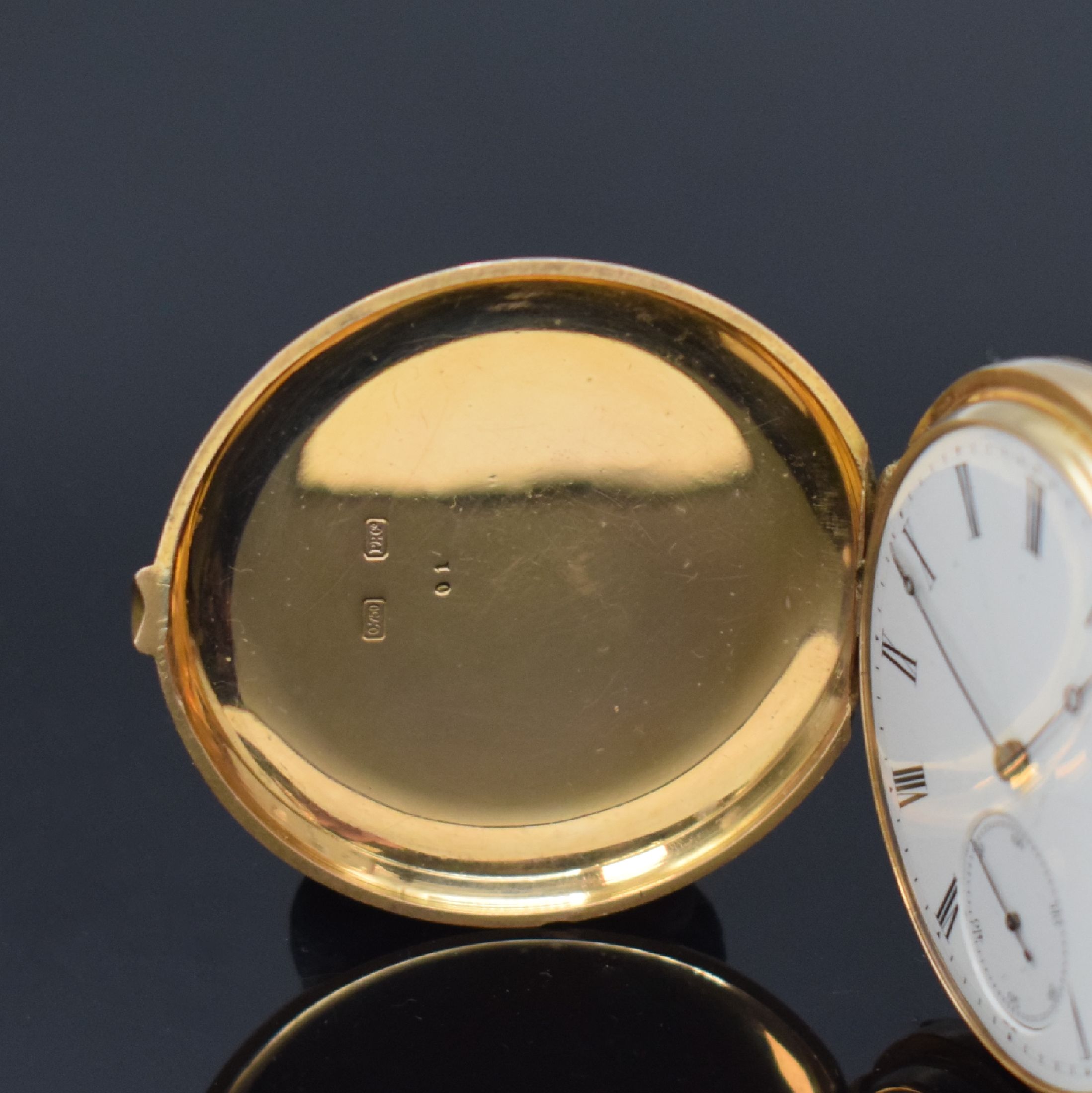 Detail a: PATEK PHILIPPE & Co Herrensavonette in RG 750/000, Schweiz um 1975, 2-Deckel Goldgeh., verg. Cuvette neutral ers., Emailzifferbl. riss. m. röm. ...