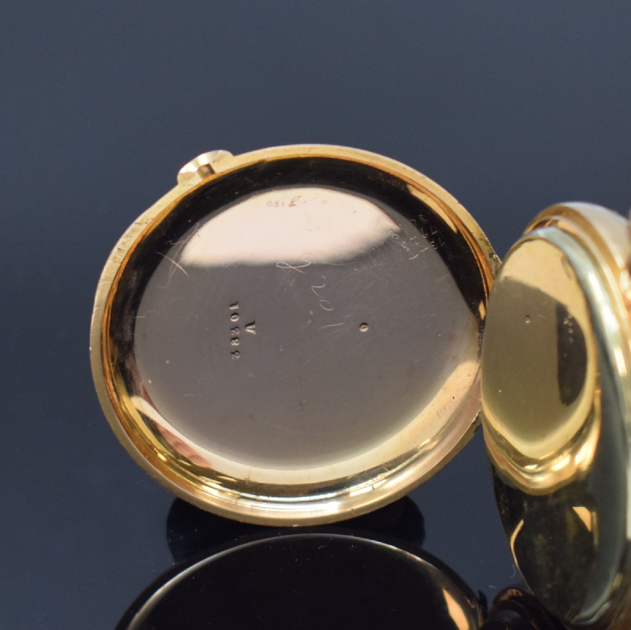 Detail c: PATEK PHILIPPE & Co Herrensavonette in RG 750/000, Schweiz um 1975, 2-Deckel Goldgeh., verg. Cuvette neutral ers., Emailzifferbl. riss. m. röm. ...