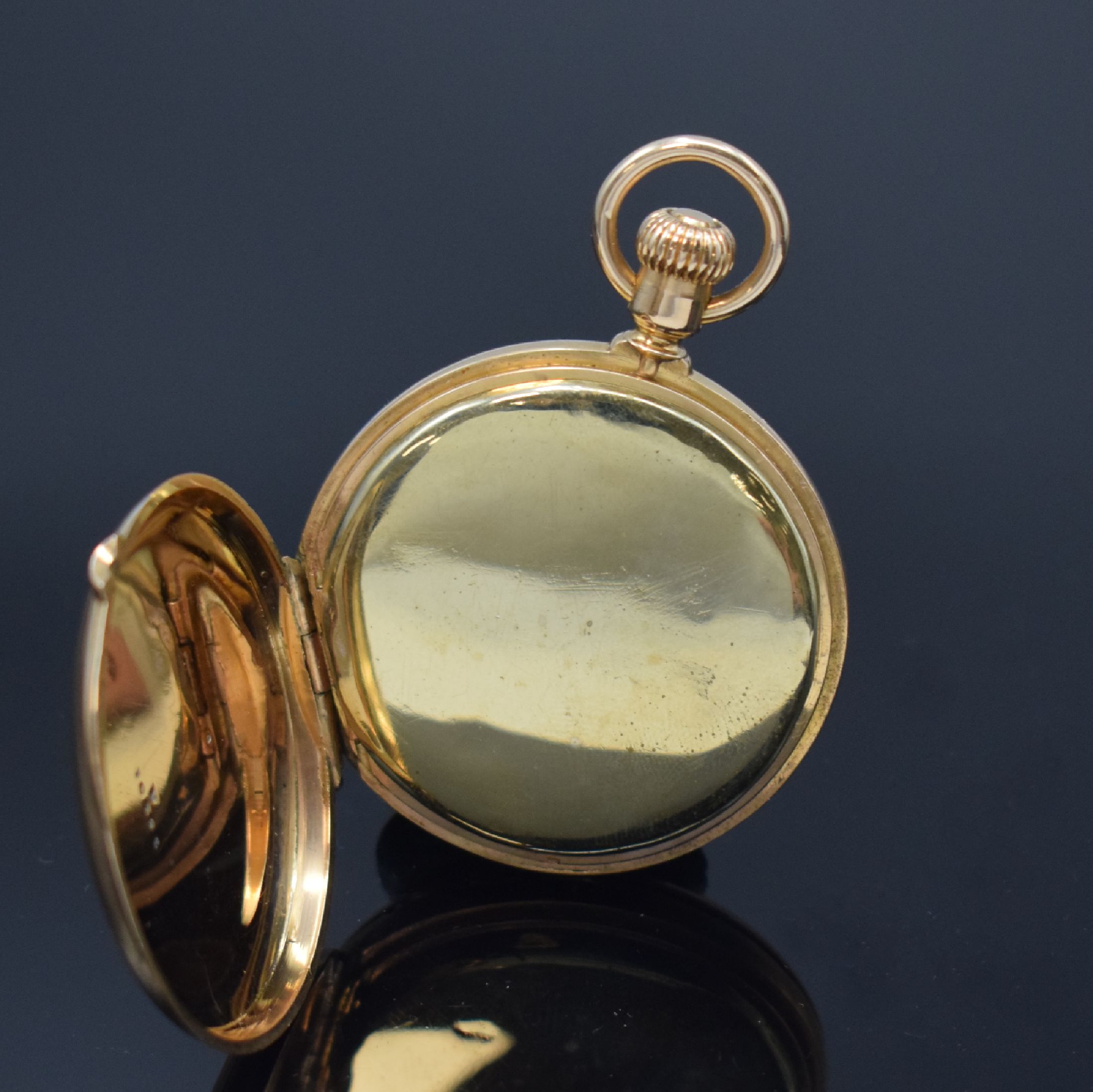 Detail d: PATEK PHILIPPE & Co Herrensavonette in RG 750/000, Schweiz um 1975, 2-Deckel Goldgeh., verg. Cuvette neutral ers., Emailzifferbl. riss. m. röm. ...