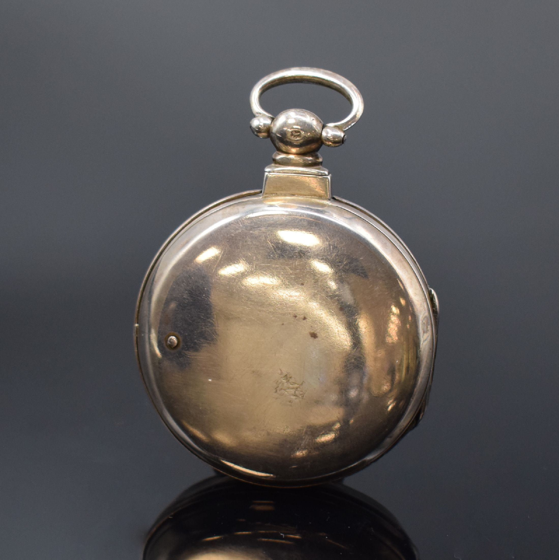 Detail a: JOHN ROGER ARNOLD seltene Taschenuhr mit Rubin-Zylinderhemmung, England um 1810, doppeltes Silbergeh. später, Emailzifferbl. riss. m. röm. Zahlen, ...