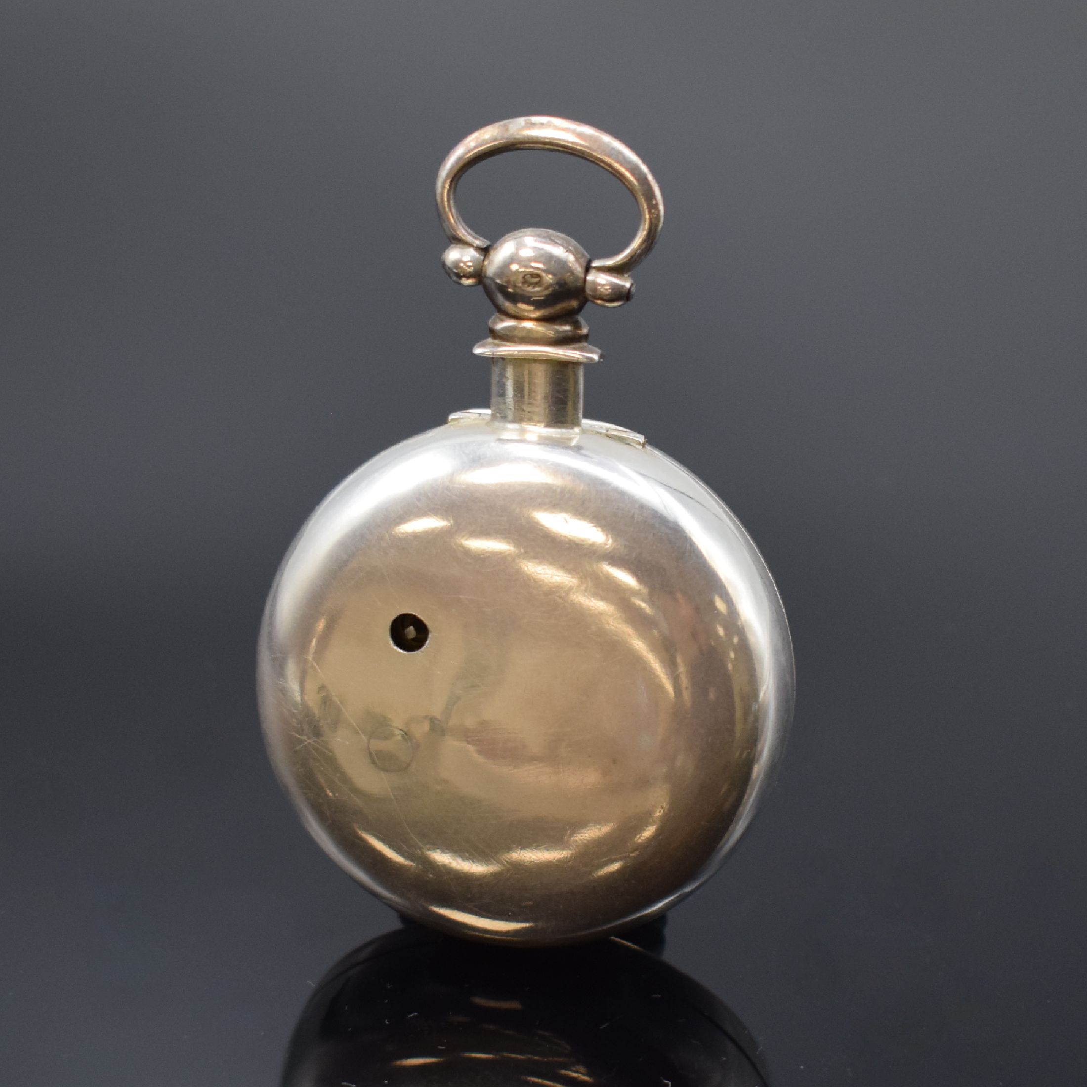 Detail b: JOHN ROGER ARNOLD seltene Taschenuhr mit Rubin-Zylinderhemmung, England um 1810, doppeltes Silbergeh. später, Emailzifferbl. riss. m. röm. Zahlen, ...