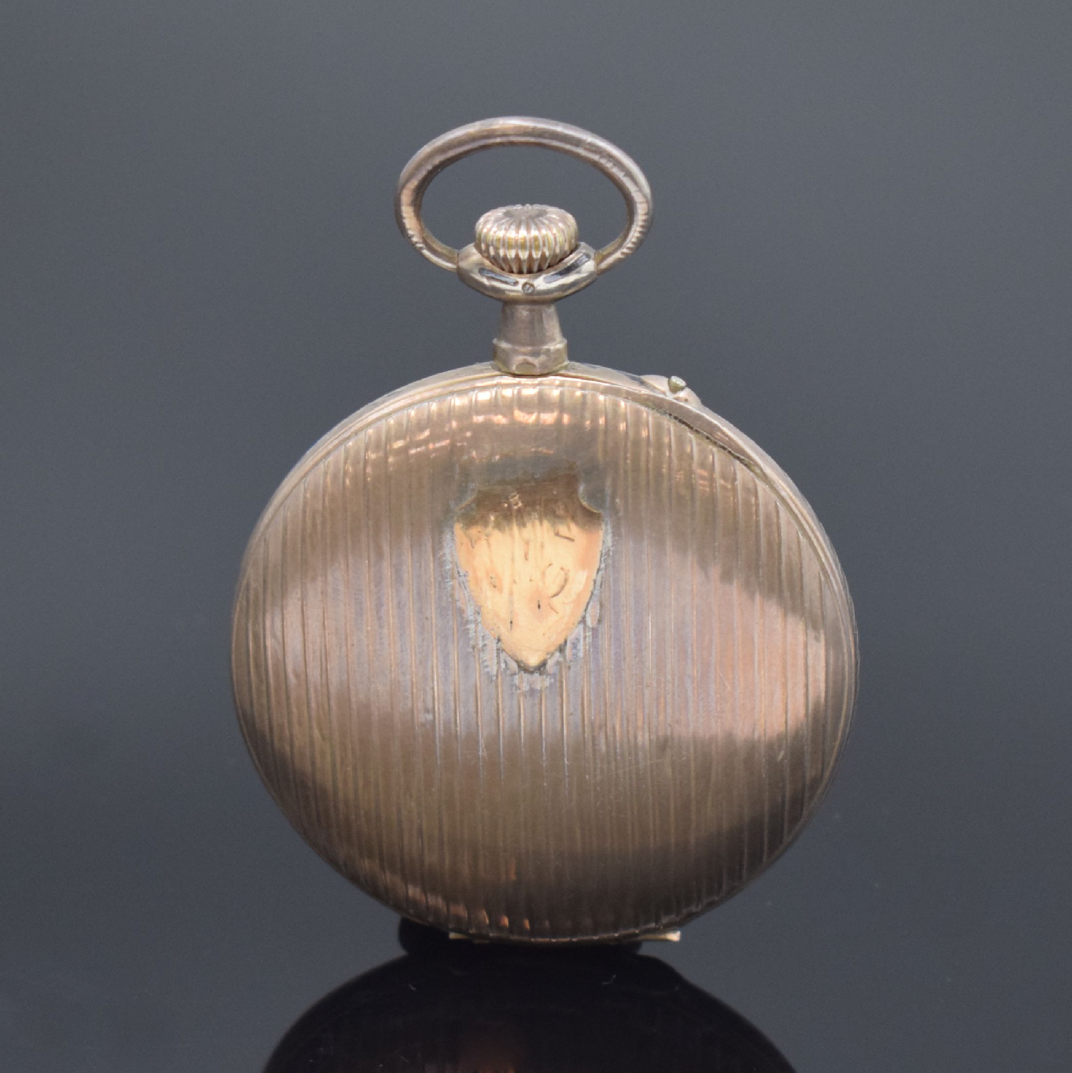 Detail a: IWC offene Taschenuhr in Silber, Schweiz um 1912, Emailzifferbl. m. arab. Zahlen, gold. Zeiger, verg. Werk Kal. 52, Komp.-Unr., gebl. Breguet-Sp., ...