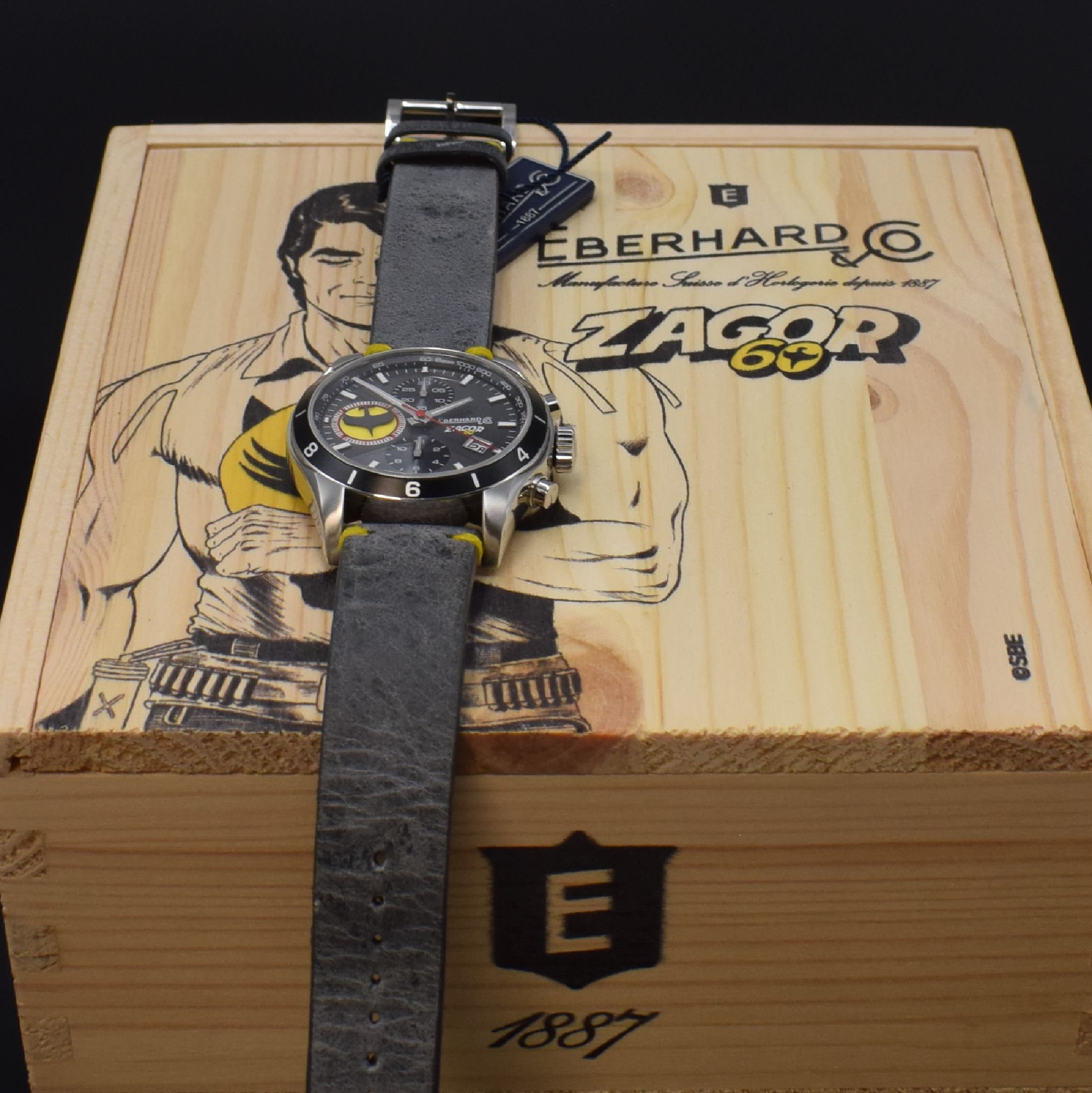 Detail e: EBERHARD & Co. seltene, auf 120 Stück limitierter Armbandchronograph "ZAGOR", Automatik, herausgegeben anl. 60 Jubiläums gleichnamigen ...