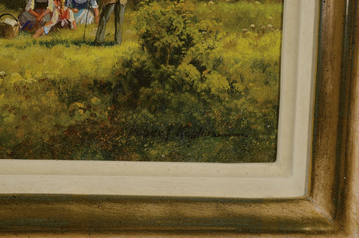 Detail a: Hubert Kaplan, geb. 1940 München, historische Stadtansicht mit Figurenstaffage, rechts unten signiert, Öl/Lwd, 30x40 cm, Rahmen 40x52 cm