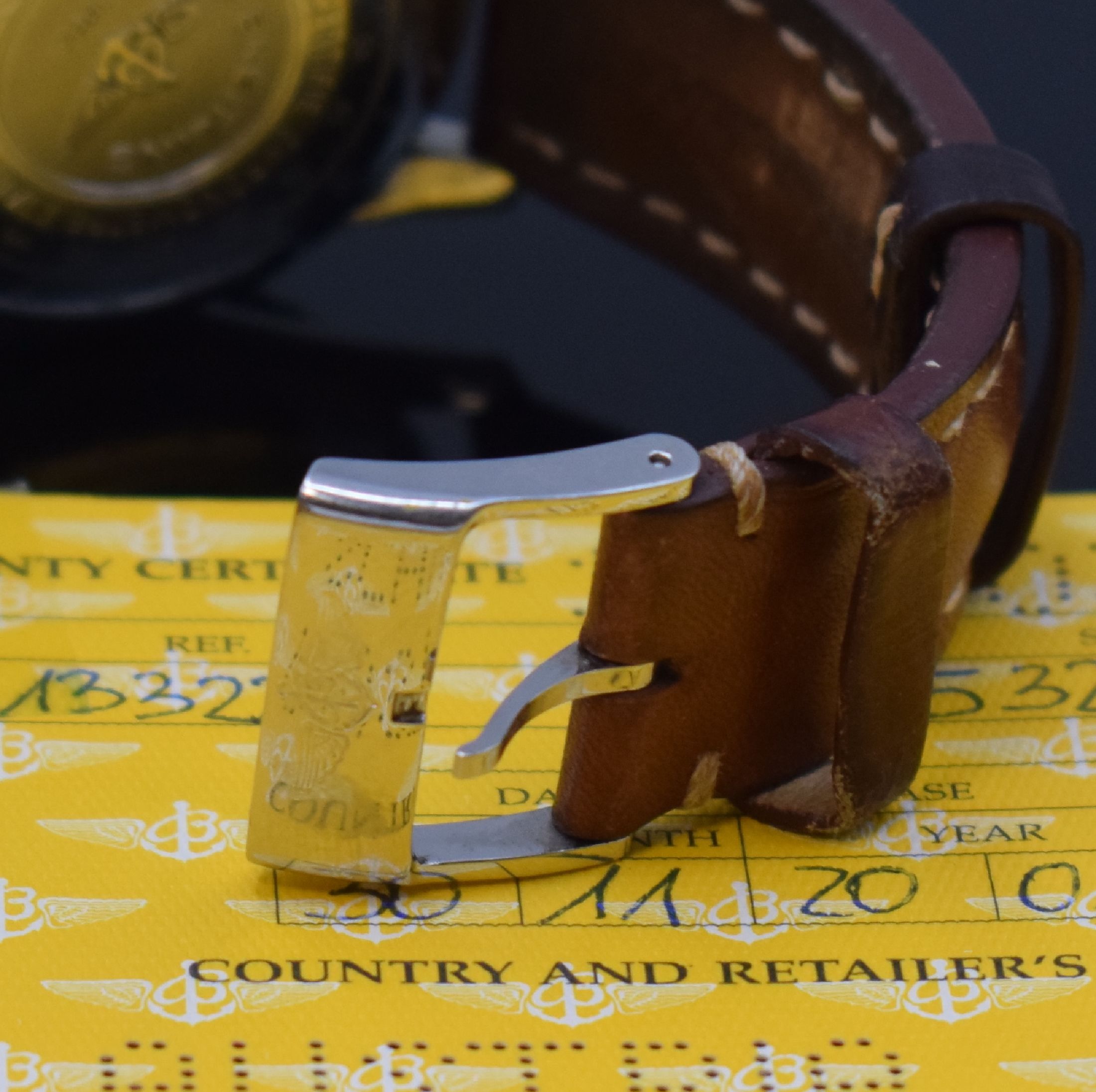 Detail b: BREITLING Armbandchronograph Old Navitimer Referenz A13322, Automatik, Chronometer in Edelstahl inkl. orig. Lederband m. orig. Dornschl., Boden ...