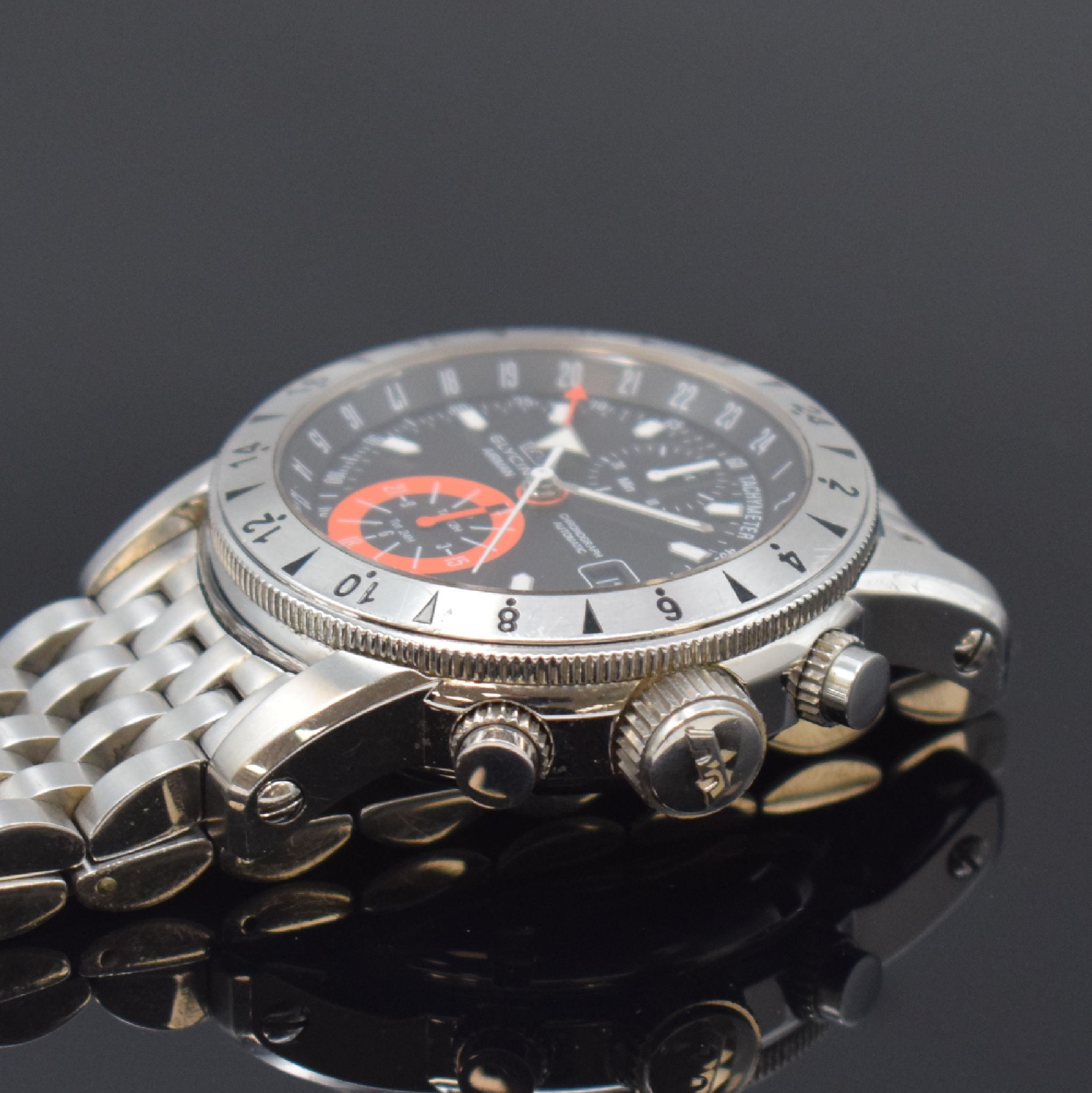 Detail c: GLYCINE Herrenarmbanduhr Airman Referenz 3840, Automatik, Schweiz um 2011, Edelstahlgeh. inkl. Gliederband m. dopp. Faltschl., Boden, Krone und ...