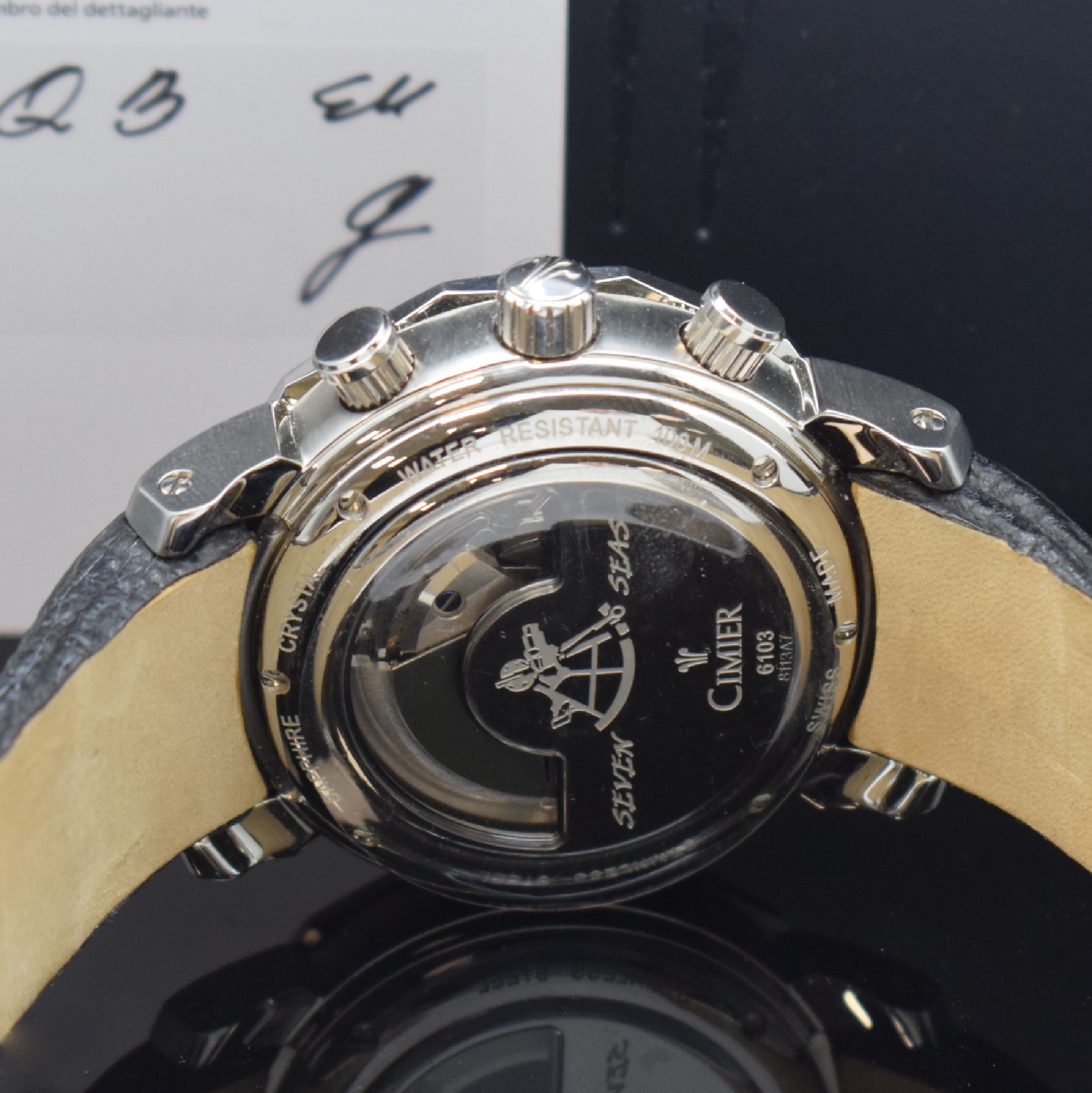 Detail d: CIMIER nahezu neuwertiger Armbandchronograph Seven Seas Sextant Referenz 6103, Automatik, Edelstahlgeh. inkl. orig. Lederband m. orig. Faltschl., ...