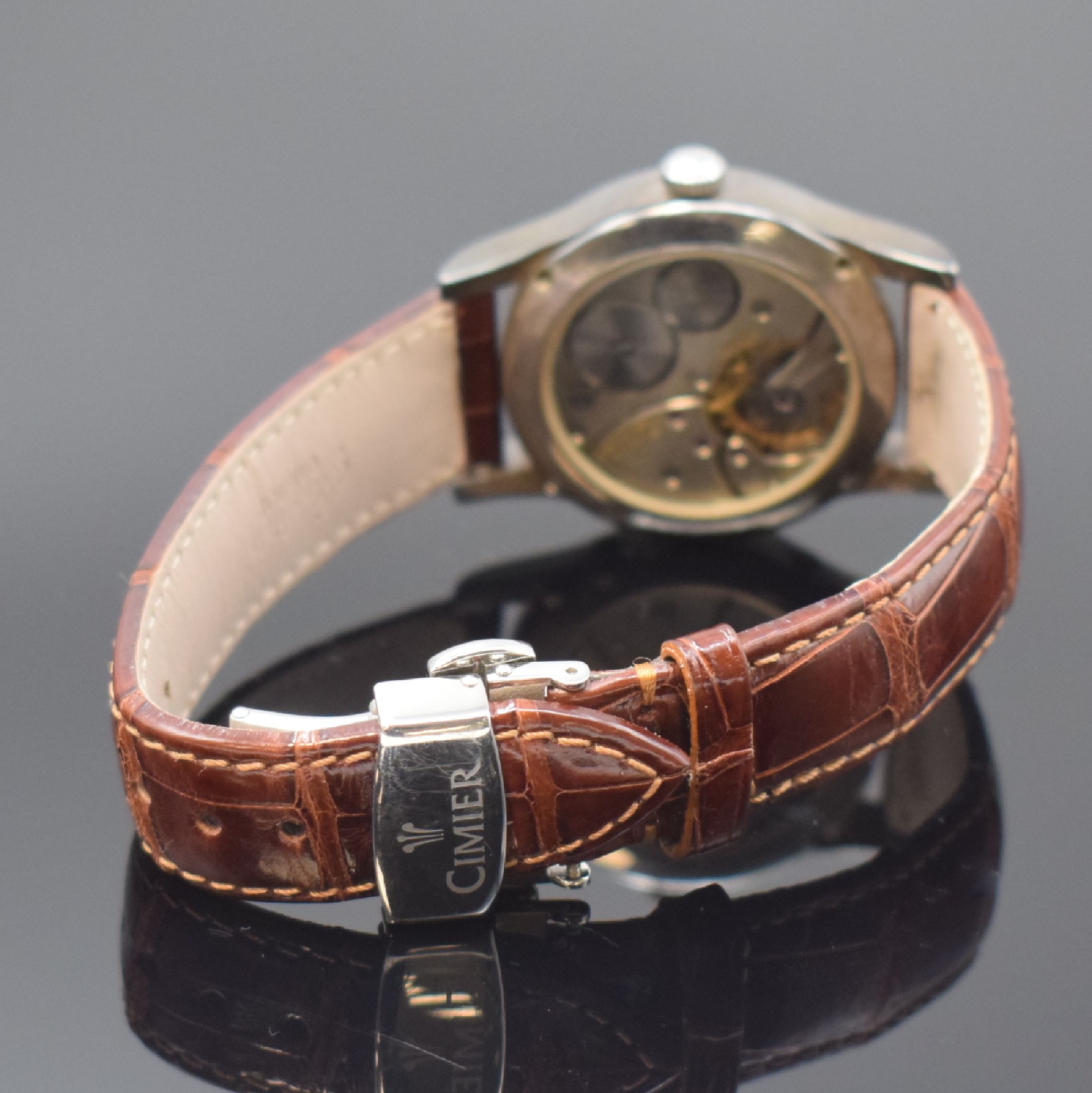 Detail b: UNIVERSAL GENEVE Kalenderarmbanduhr im neutralen Silbergehäuse, Schweiz um 1945 / 1990, Handaufzug, beids. vergl. Sterlingsilber Gehäuse, seitl. ...