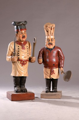 Image 26691237 - Advertising/display figure, butcher, 1970s, wood, painted, approx. 98 x 36 x 30 cm, signs of age and wear