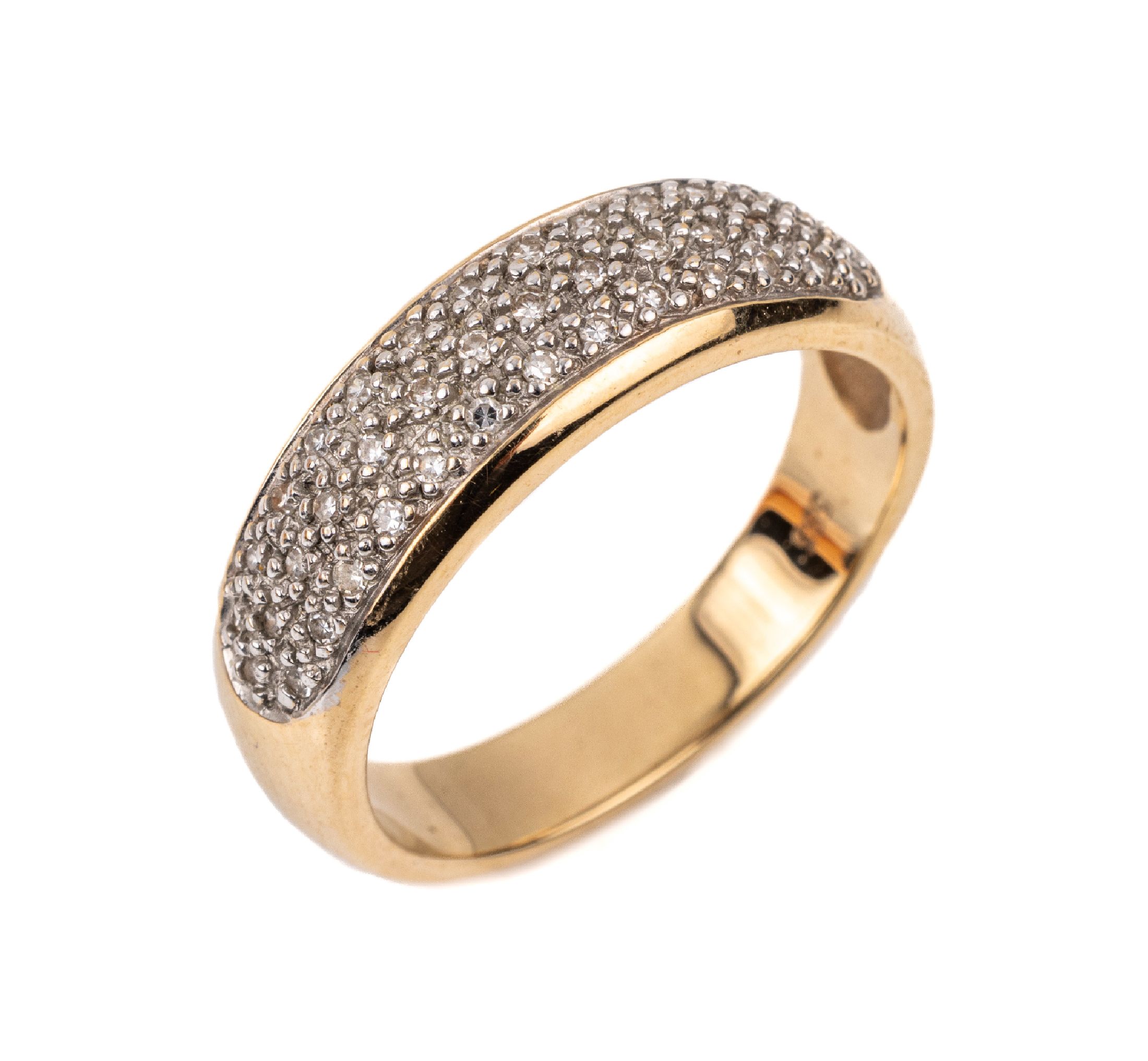 14 kt Gold Diamant-Ring, GG/WG 585/000, 41 8/8-Diamanten zus. ca. 0.20 ct Weiß/p, RW 60, ca. 5.8 g