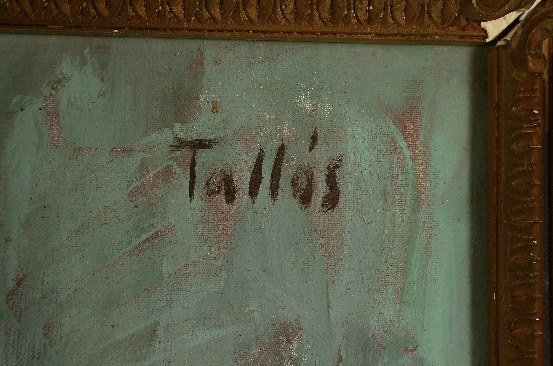 Detail a: Ilona Tallos, 1918-1991, Stillleben mit Obst, Blumentopf und Buch, Öl/Lwd, rechts oben sign. Tallos, ca. 60x80cm, R. ca. 78x98cm