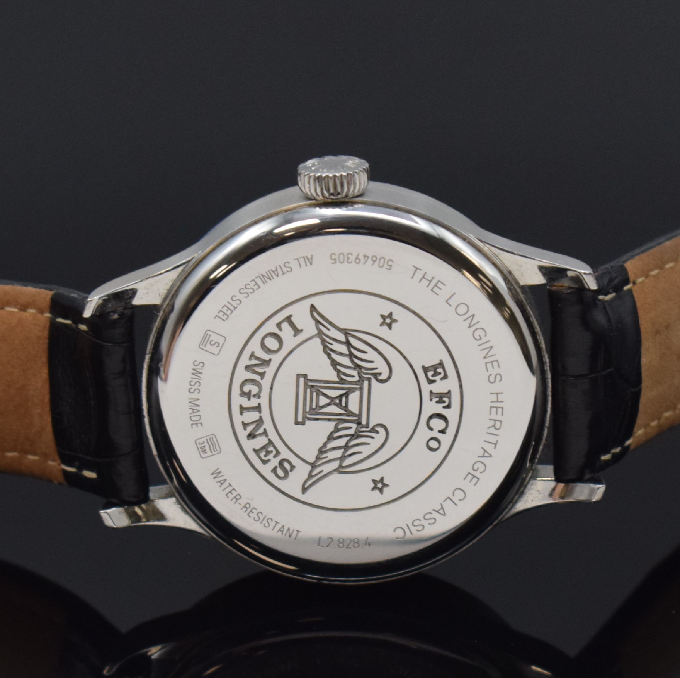 Detail c: LONGINES Heritage Classic Referenz L2.828.4 Herrenarmbanduhr in Stahl, Schweiz um 2020, Automatik, gedr. Geh., gewölbtes Saphirglas, silb. ...