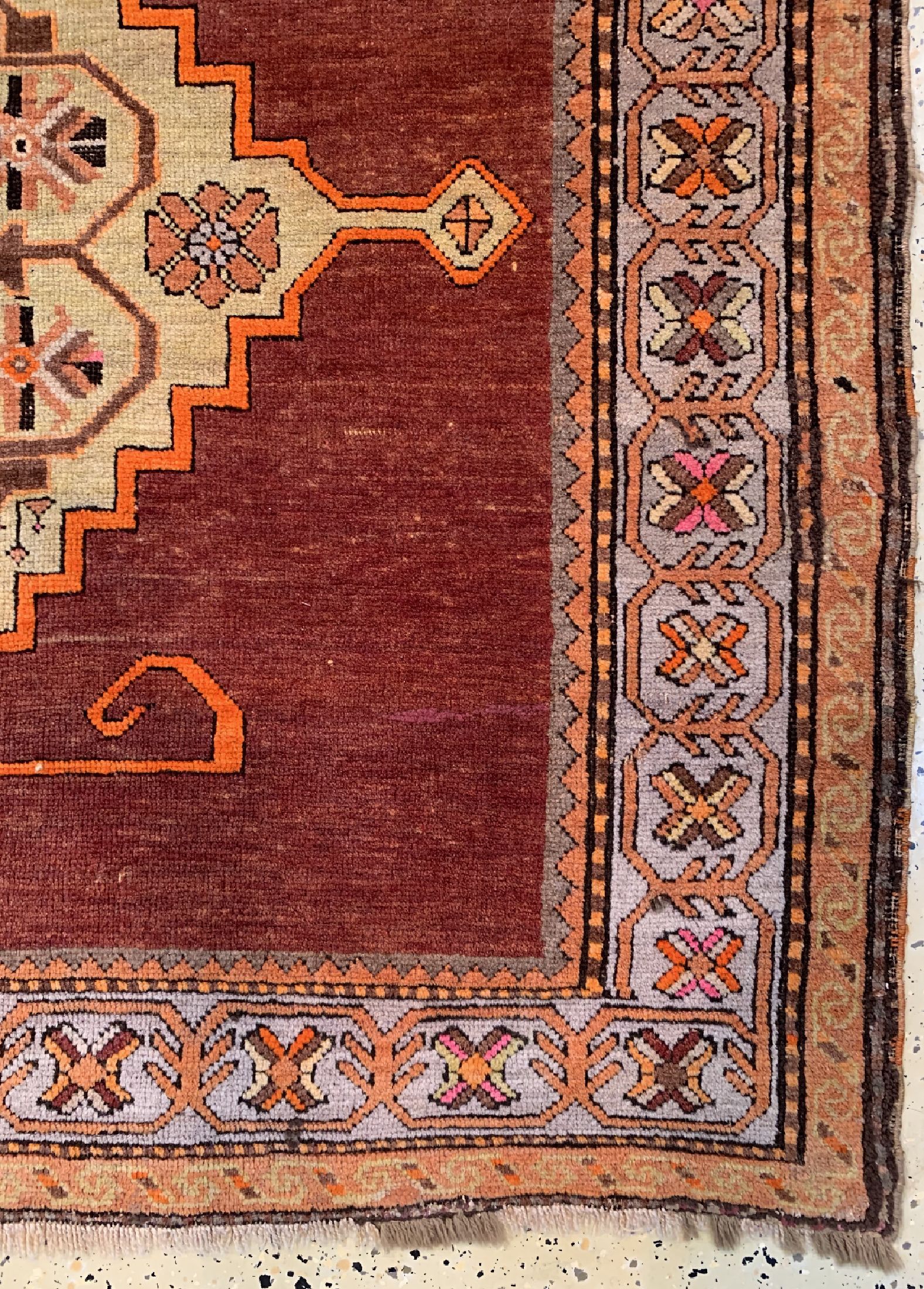Detail a: Karabagh alt, Kaukasus, um 1920/1930, Wolleauf Wolle, ca. 235 x 145 cm, EHZ: 2-3
