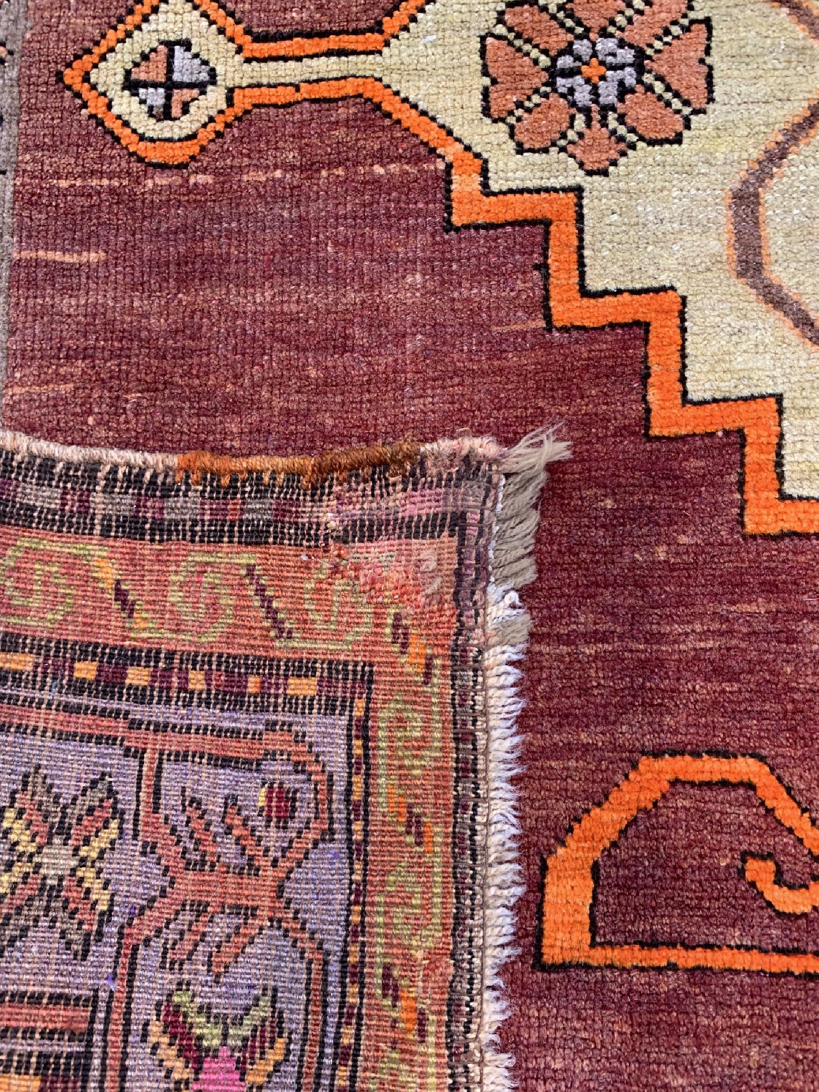 Detail d: Karabagh alt, Kaukasus, um 1920/1930, Wolleauf Wolle, ca. 235 x 145 cm, EHZ: 2-3
