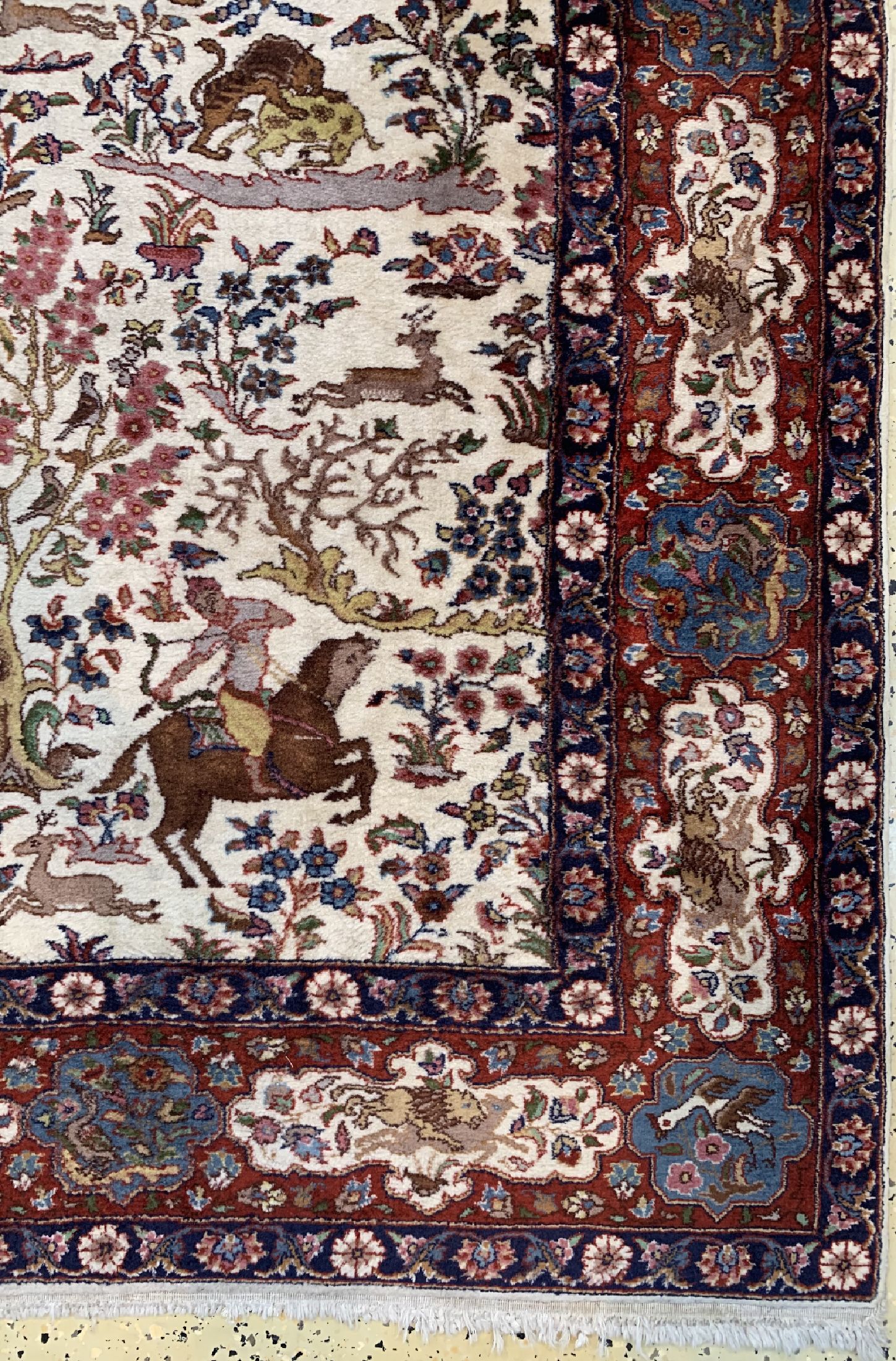 Detail a: Lahor Kork fein, Pakistan, ca. 50 Jahre, Korkwolle auf Baumwolle, ca. 215 x 138 cm, EHZ: 2