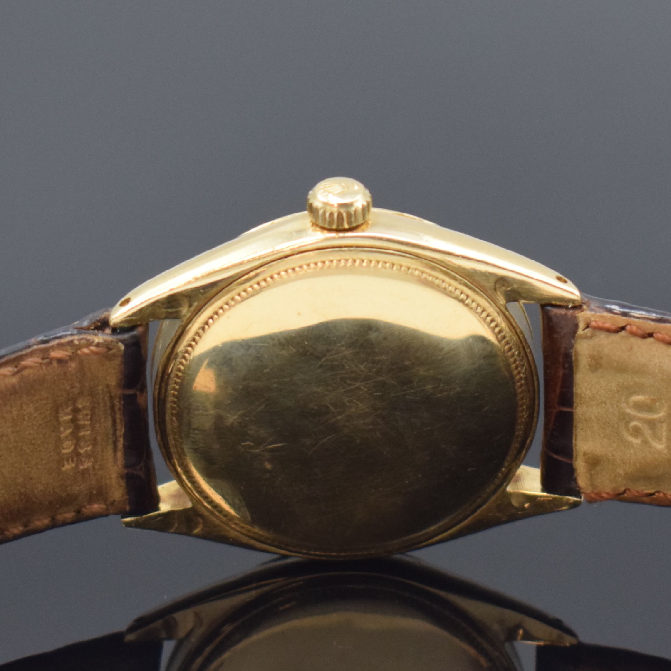 Detail c: ROLEX Oyster Chronometer Referenz 1005 Armbanduhr in GG 750/000, Schweiz um 1964, Automatik, Oystergeh. m. glatter Lünette, Boden dell., Krone ...