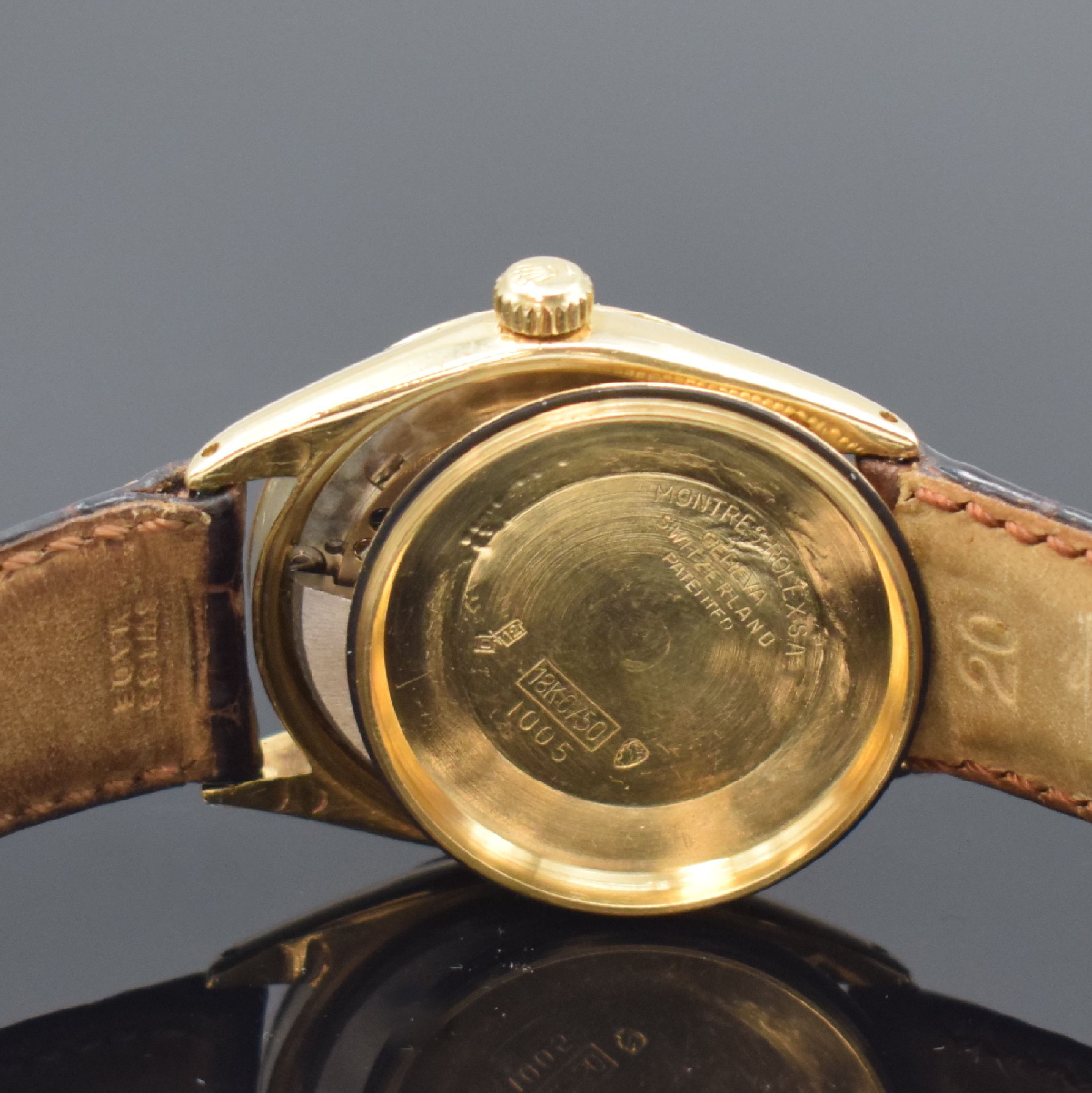 Detail f: ROLEX Oyster Chronometer Referenz 1005 Armbanduhr in GG 750/000, Schweiz um 1964, Automatik, Oystergeh. m. glatter Lünette, Boden dell., Krone ...