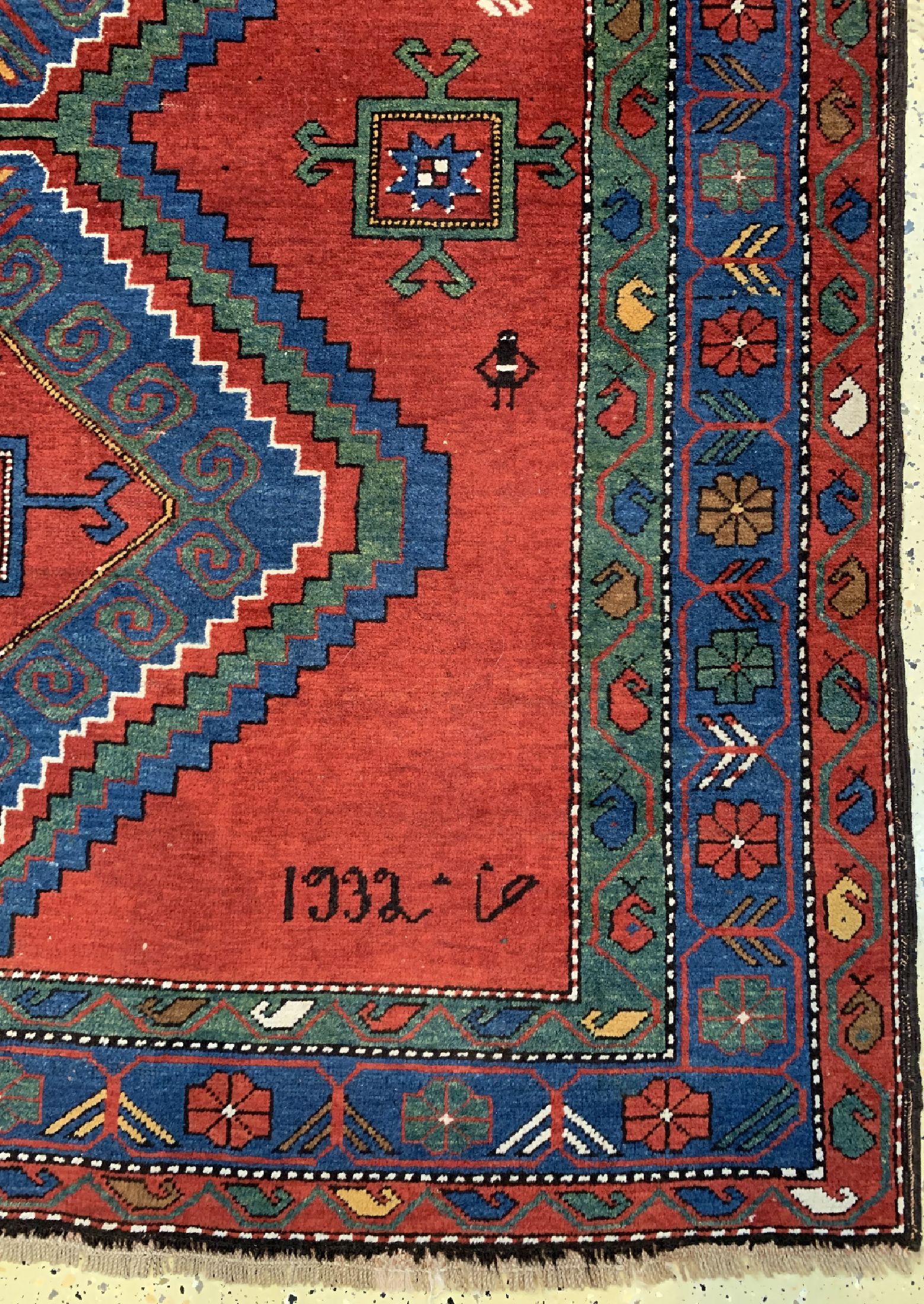 Detail a: Armenischer Kazak, Kaukasus, datiert 1932 , Wolle auf Wolle, ca. 230 x 153 cm, EHZ: 2
