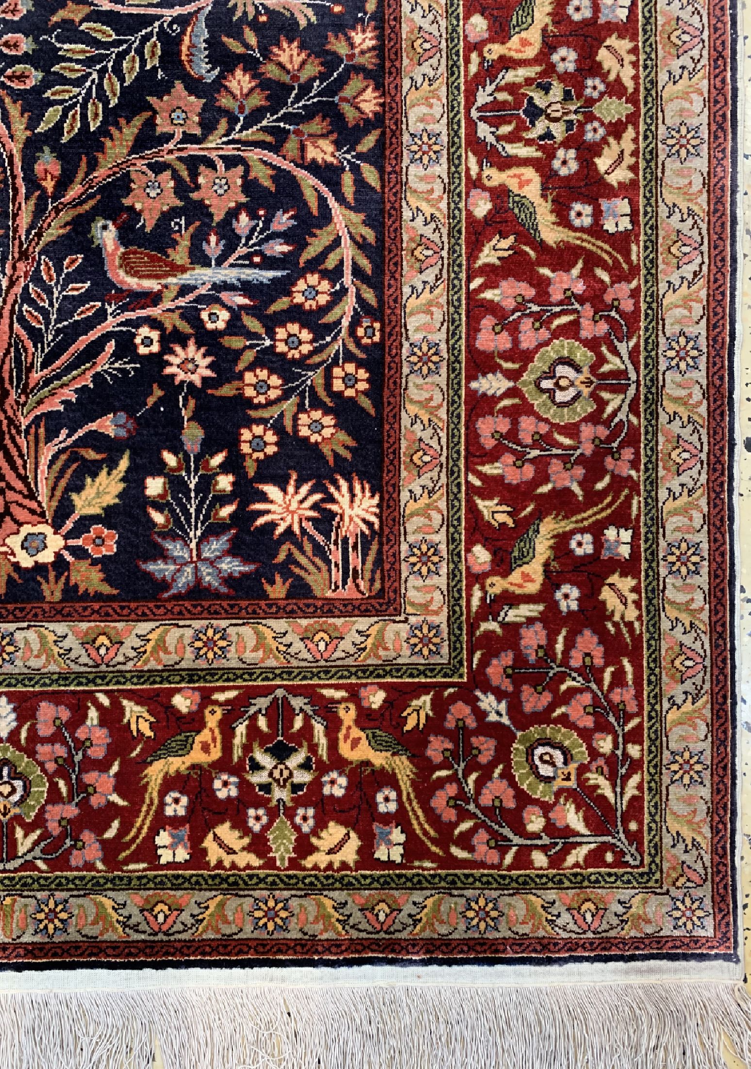Detail a: Kayseri Seide fein, Türkei, um 1950, reine Naturseide, Metallbroschiert, ca. 165 x 103 cm, EHZ: 1
