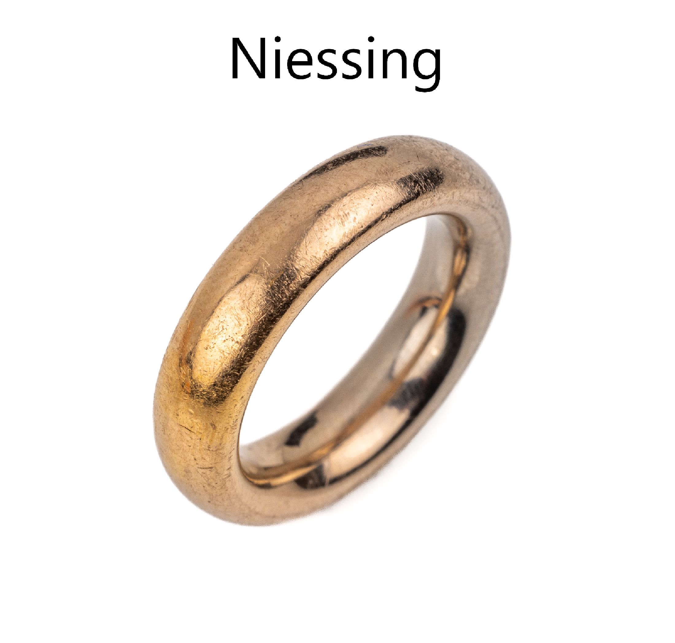 18 kt Gold NIESSING Ring, RoseG und Graugold 750/000, jeweils hälftig, RW 52, ca. 16.5 g, Tragespuren