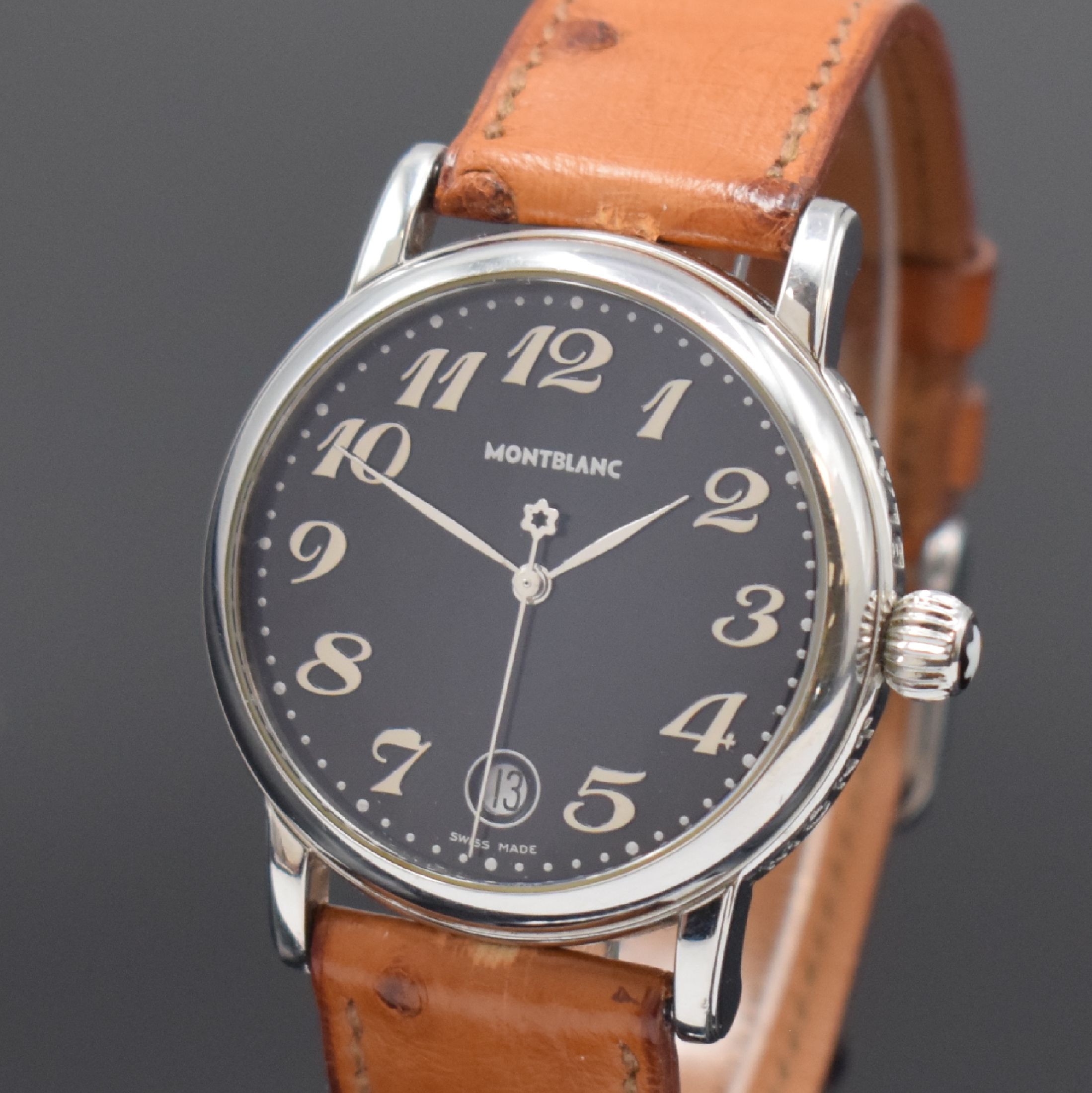 Detail a: MONTBLANC Meisterstück Armbanduhr in Stahl Referenz 7027, Schweiz um 2010, quartz, gedr. Geh., Rand m. Gravur "MONTBLANC MEISTERSTÜCK", ...