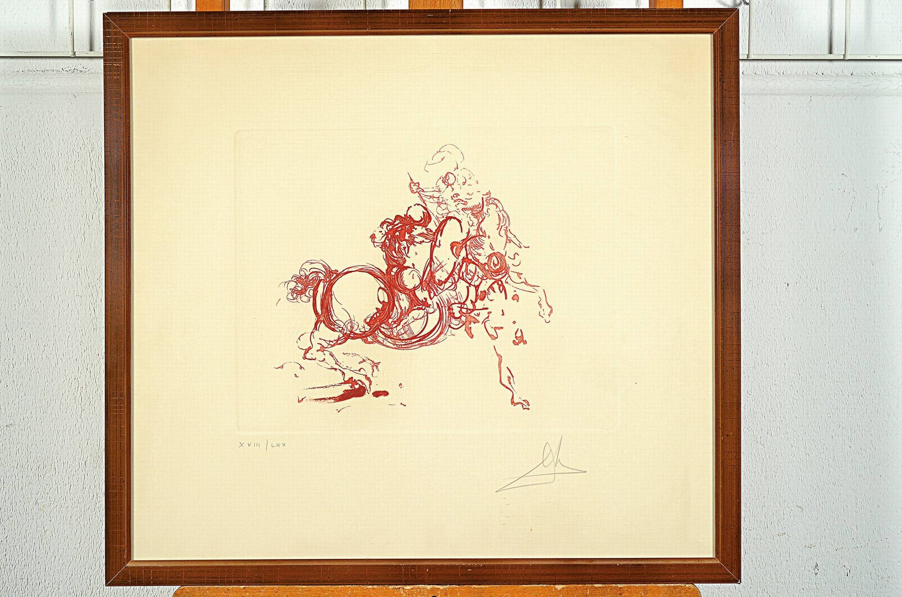 Detail k: Salvador Dali, 1904 Figueres-1989, Cavalier (Jinette) in siena, 1978, Aquatintaradierung auf Bütten. 51 x 56 cm, Ed. XVIII/LXX, in Bleistift ...