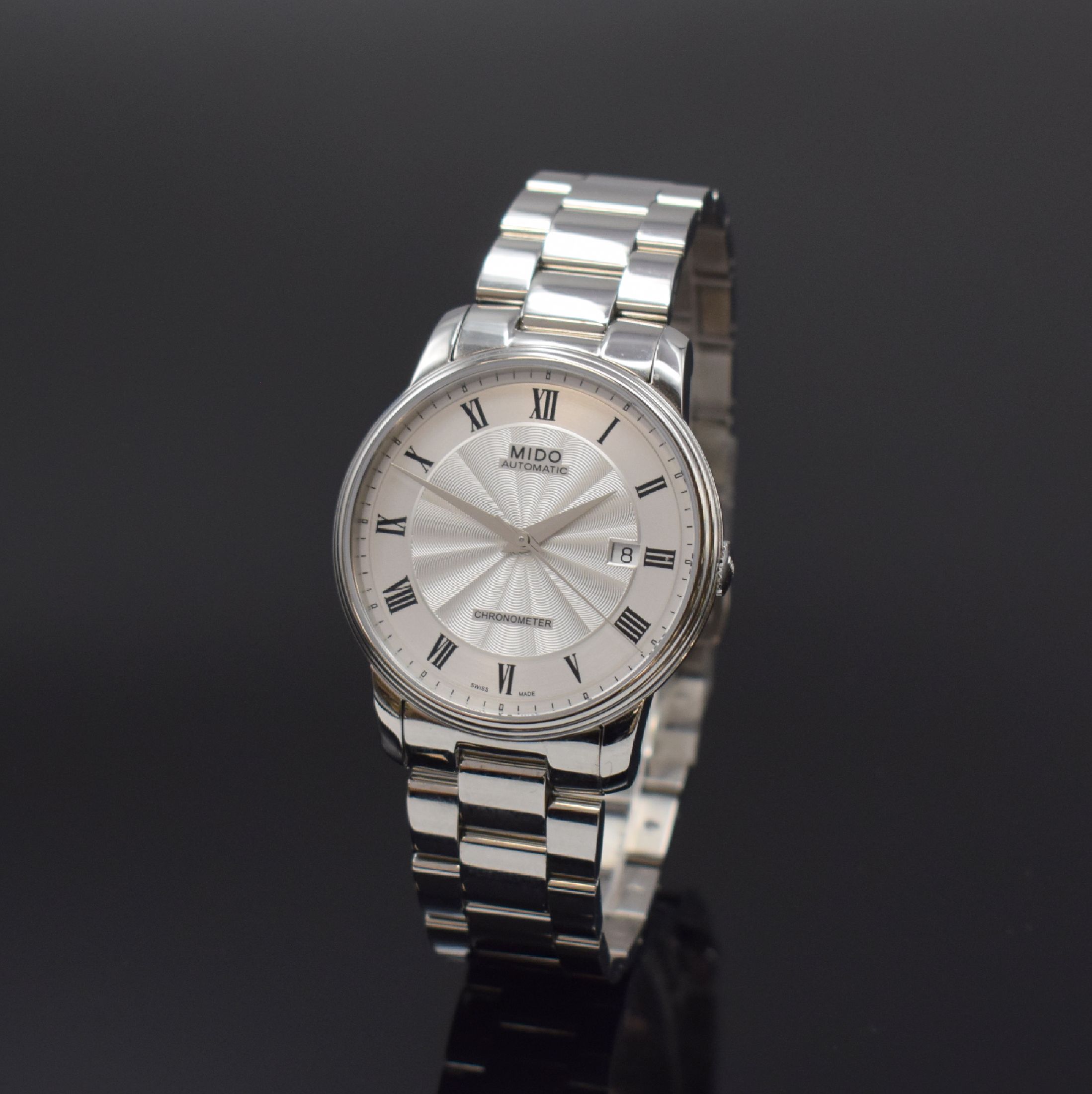 MIDO Baroncelli Chronometer Armbanduhr in Stahl/Stahlband Referenz M010408A,, Schweiz um 2020, Automatik, beids. vergl. Geh., Boden 4-fach verschr., ...