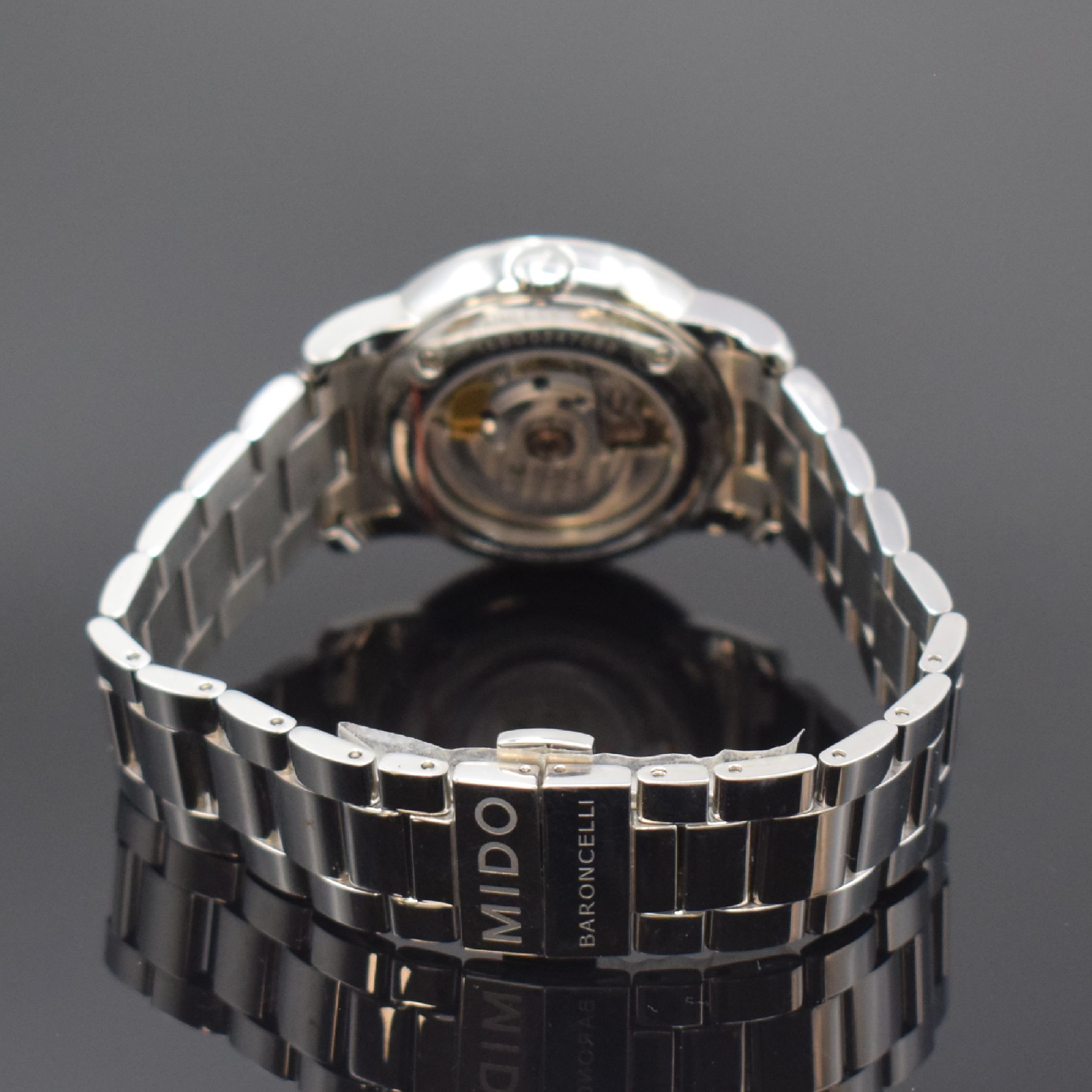 Detail b: MIDO Baroncelli Chronometer Armbanduhr in Stahl/Stahlband Referenz M010408A,, Schweiz um 2020, Automatik, beids. vergl. Geh., Boden 4-fach verschr., ...