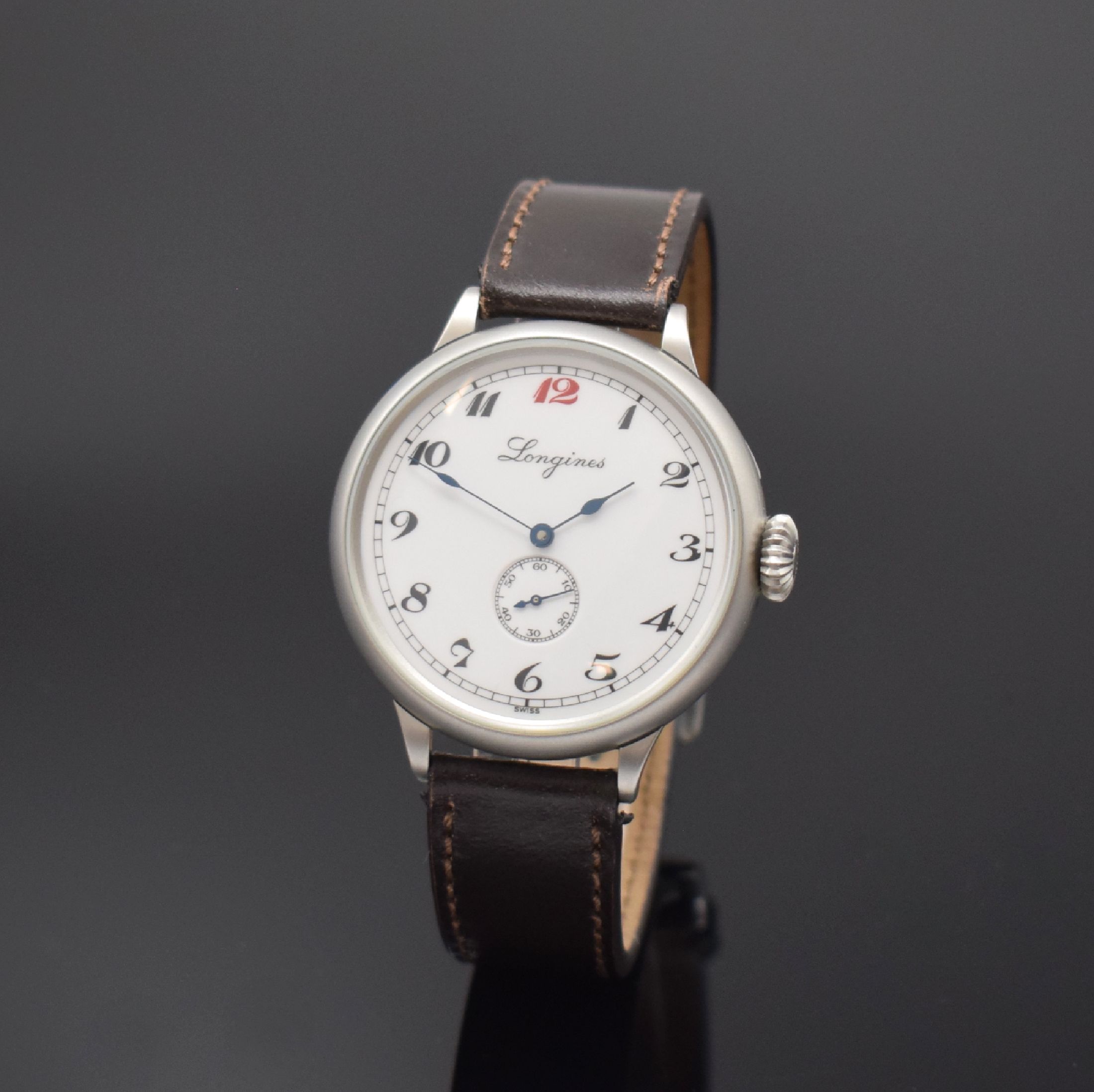 LONGINES limitierte Armbanduhr in Stahl Referenz L7.881.4, Schweiz um 2010, Automatik, mattiertes Scharniergeh., Lünette aufgedr., weißes Zifferbl. ...