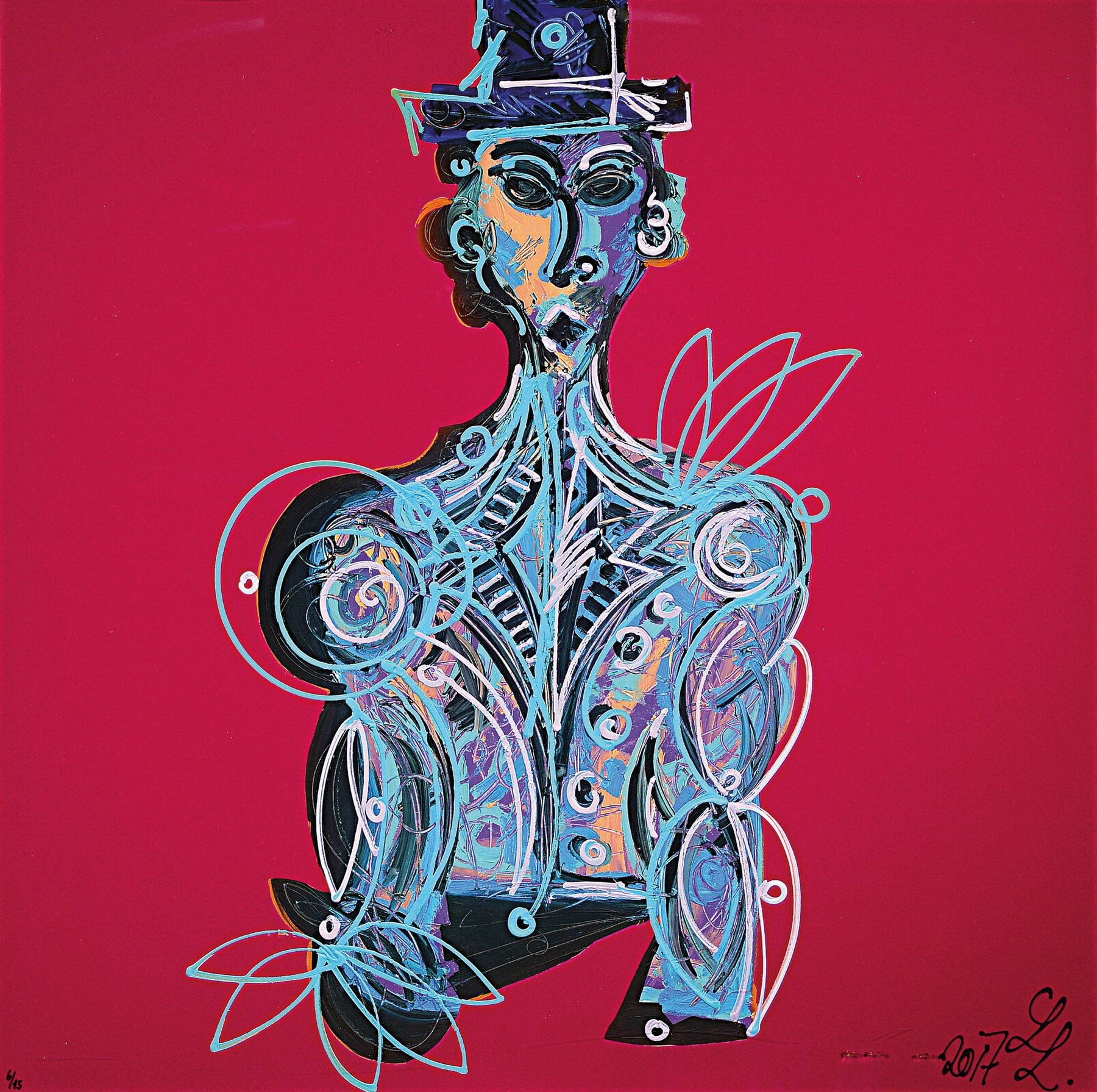 Leon Löwentraut, geb. 1998 Kaiserslautern, bekannt durch nationale und internationale Ausstellungen: hier: Gicleedruck von 12 Farben auf 300g ...