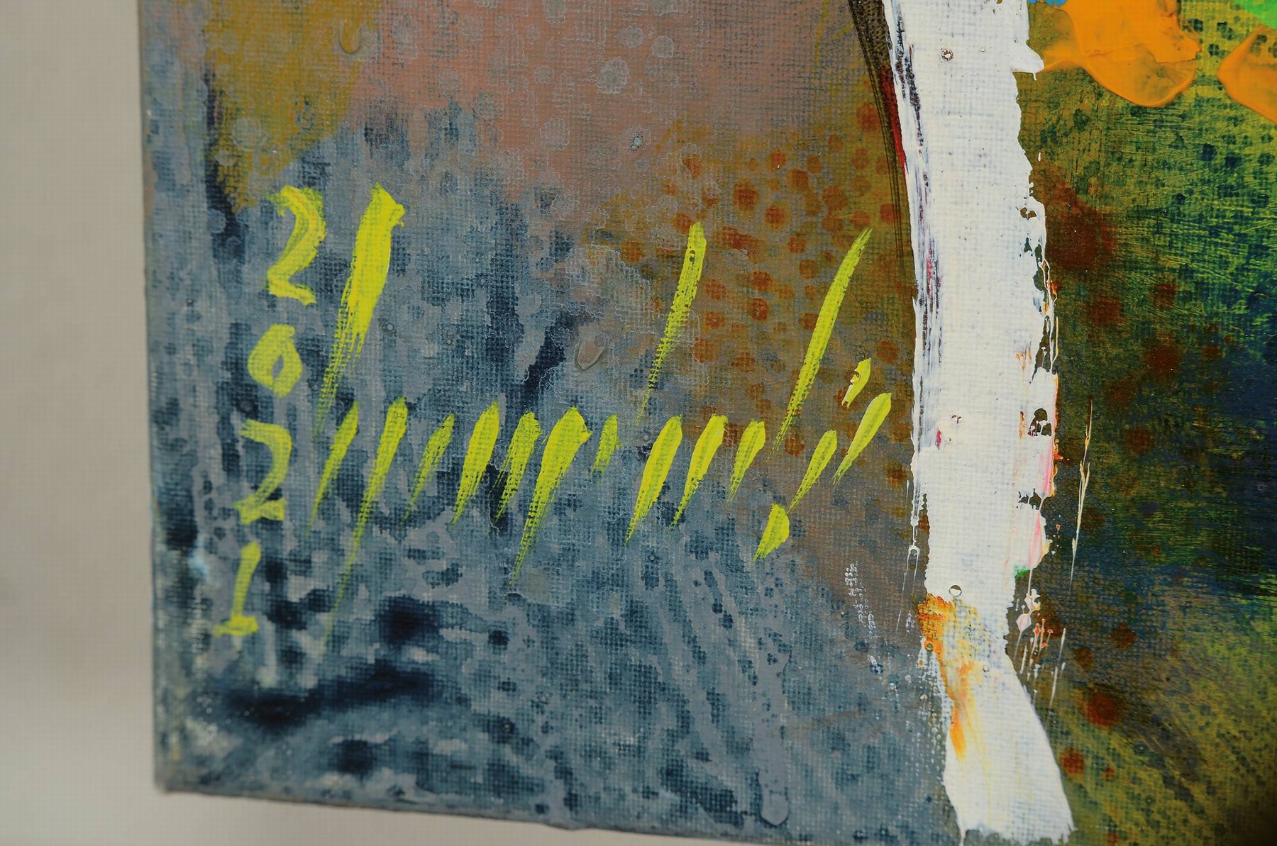 Detail a: Abbas al Mosawi, geb. 1952, Acryl/Lwd, "Abstrakter Kopf", links unten sign., dat. 21, ca. 70x70 cm, Abbas Al-Mosawi zählt zu den ...