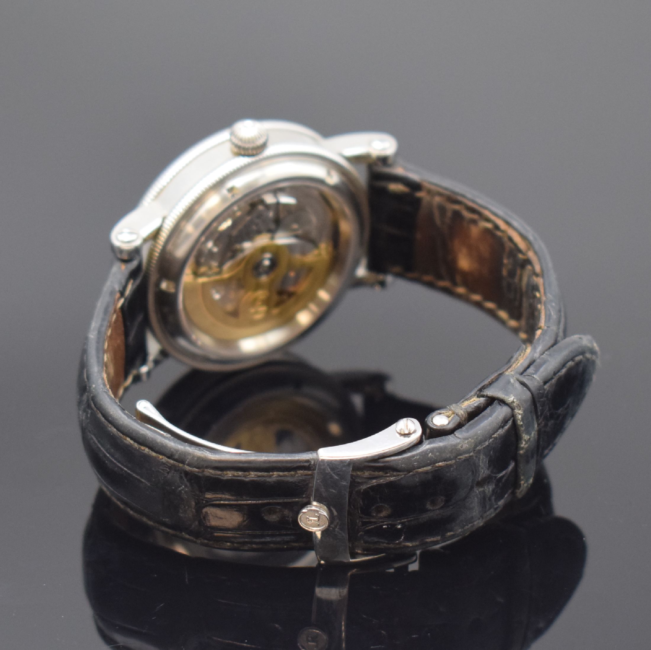 Detail b: CHRONOSWISS Delphis Herrenarmbanduhr in Edelstahl Referenz 1423CH, Schweiz um 2000, Automatik, beids. vergl. Geh., Boden geschr., Lederband m. orig. ...