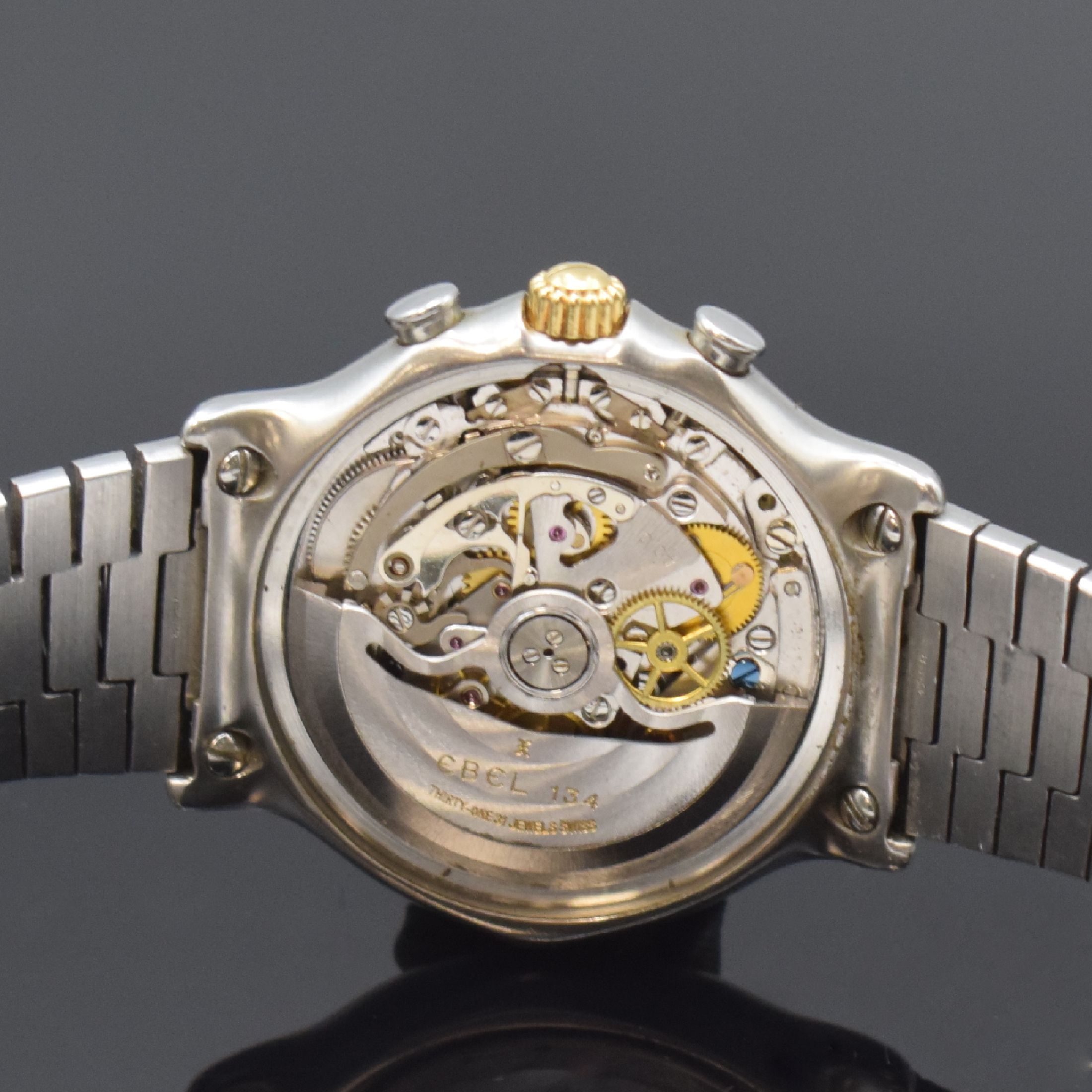 Detail d: EBEL Herrenchronograph mit El Primero Werk in Stahl/Gold Referenz 1134901, Schweiz um 1990, Automatik, Boden aufgedr., orig. Wellengliederband m. ...