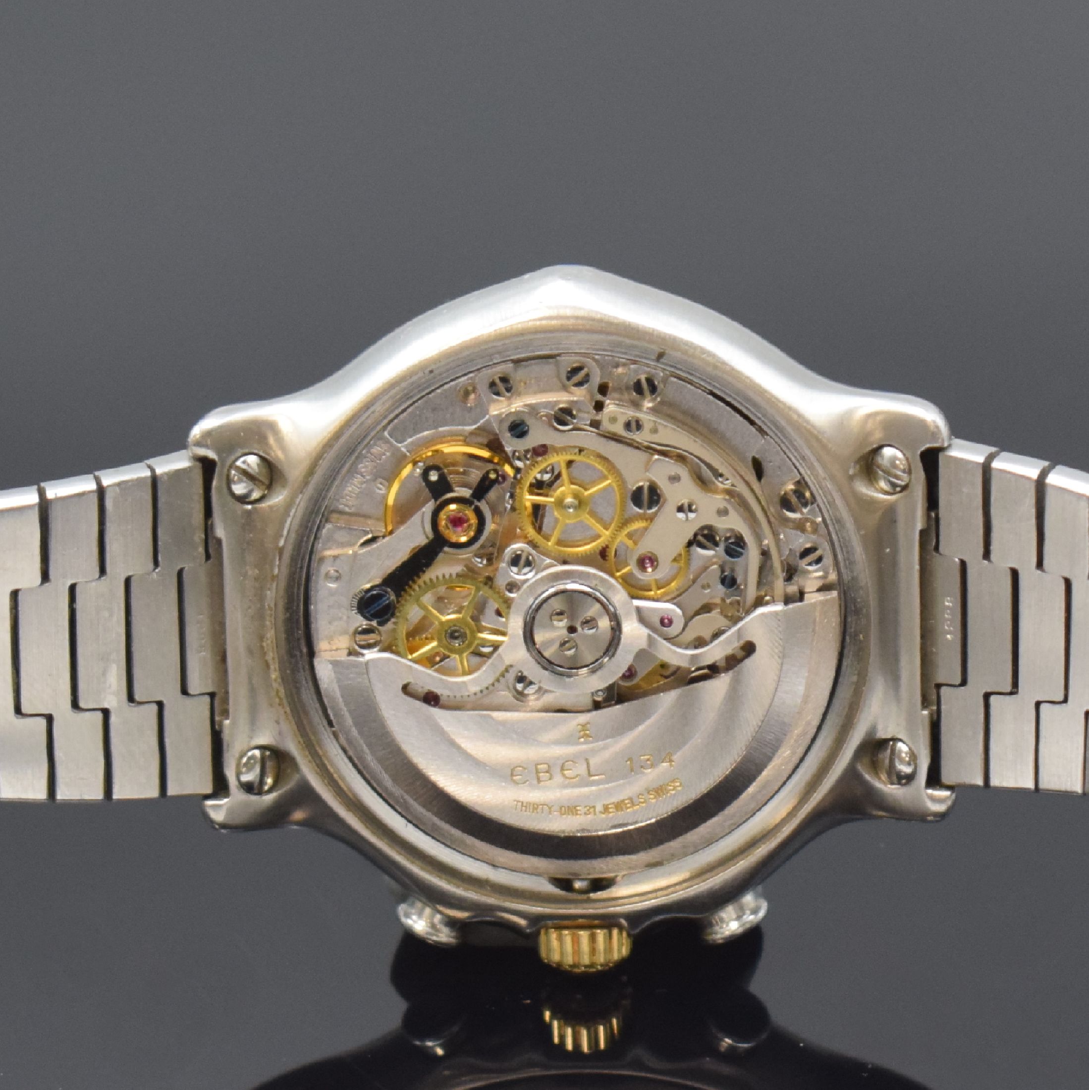 Detail e: EBEL Herrenchronograph mit El Primero Werk in Stahl/Gold Referenz 1134901, Schweiz um 1990, Automatik, Boden aufgedr., orig. Wellengliederband m. ...