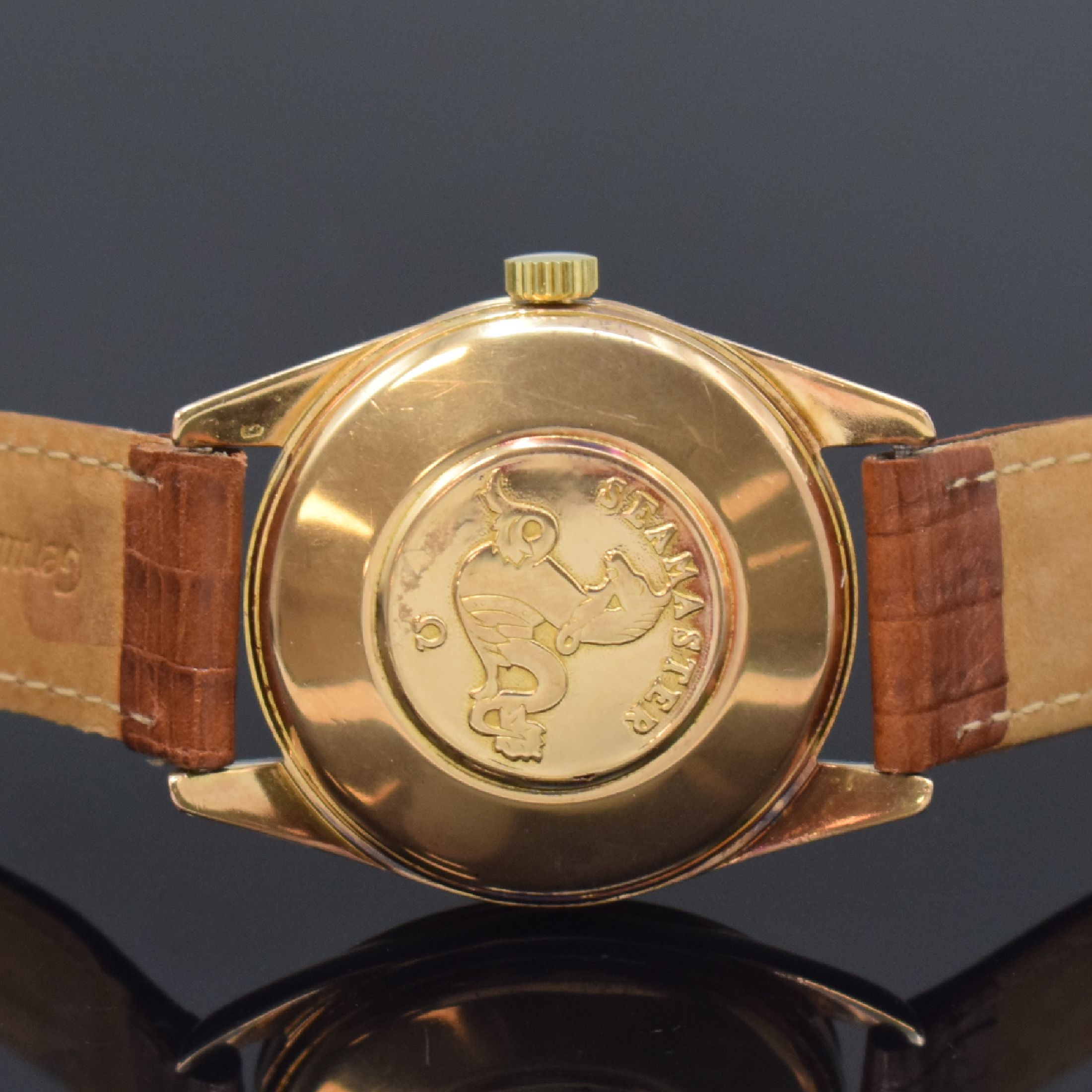 Detail c: OMEGA Seamaster "Big Logo" seltene Herrenarmbanduhr Referenz 2575 SC in RG 750/000, Automatik, Schweiz um 1958, Boden aufgedr., ...