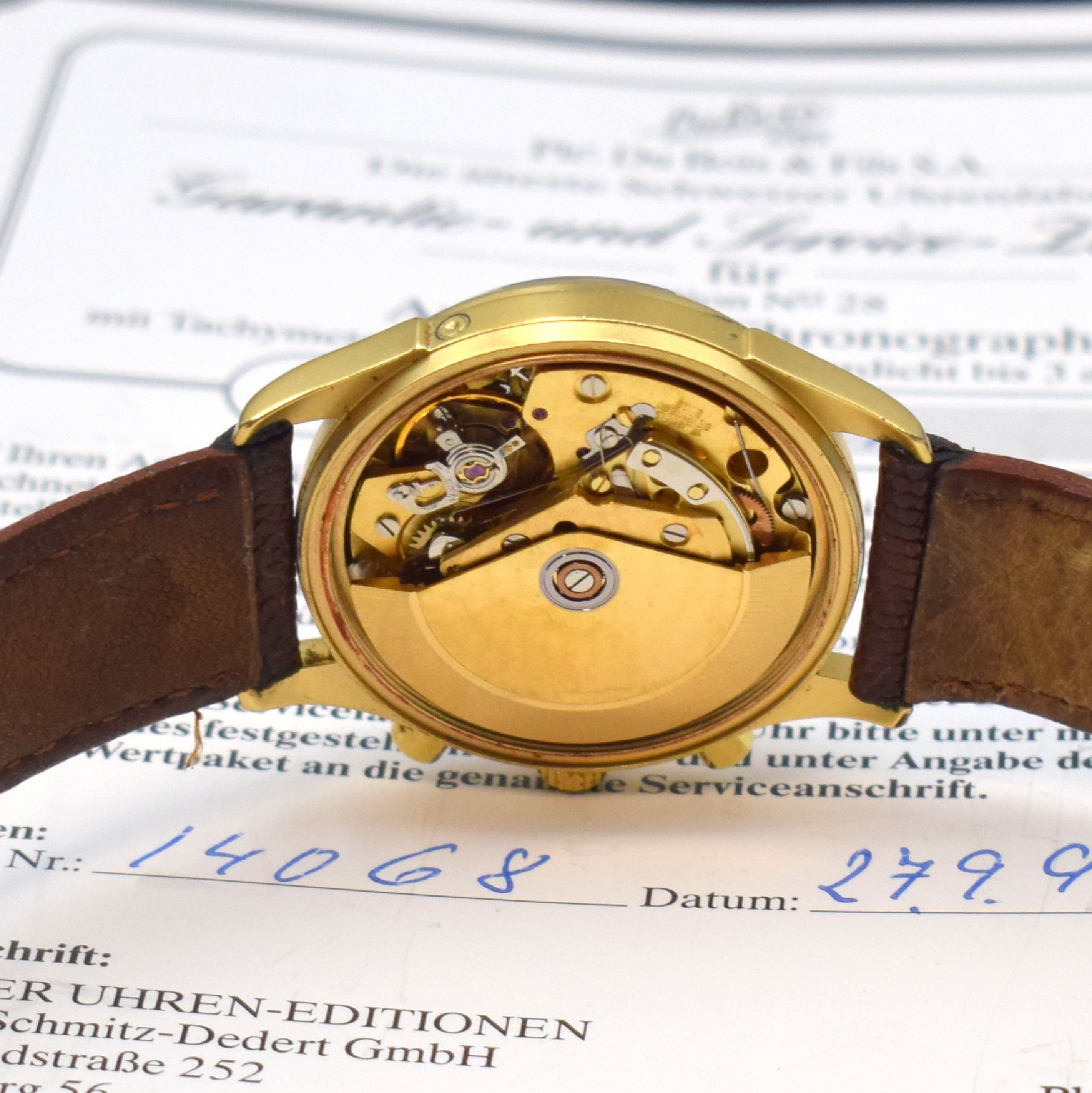 Detail f: DUBOIS auf 649 Stück limitierte Herrenarmbanduhr mit Chronograph und Vollkalender, Schweiz verk. lt. beil. Garantiezertifikat 09/1991, Automatik, ...