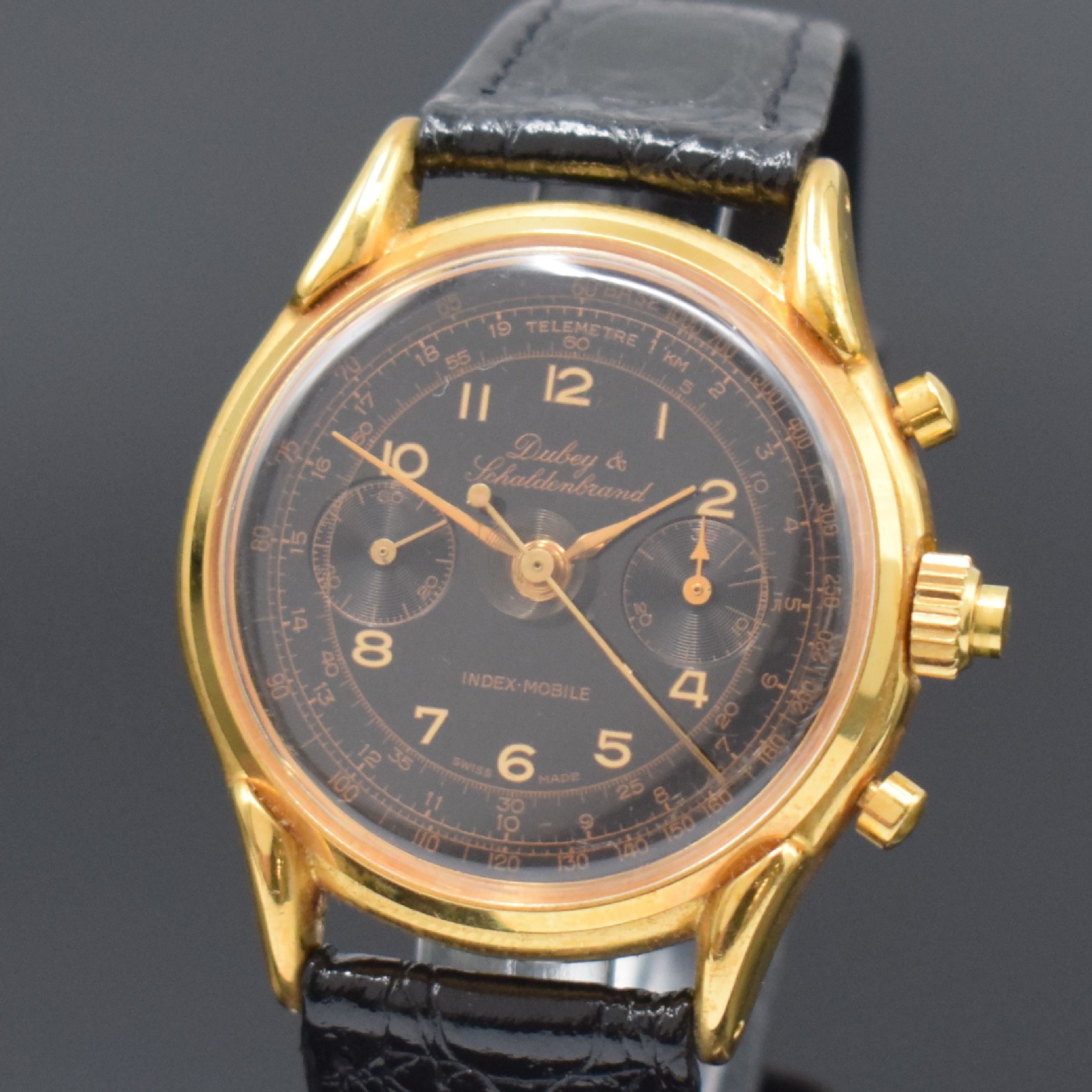 Detail a: DUBEY & SCHALDENBRAND Index-Mobile Semi- Rattrapante Armbandchronograph, Schweiz um 1960/1990, Handaufzug, aus Restbeständen montierte Werke von ca. ...