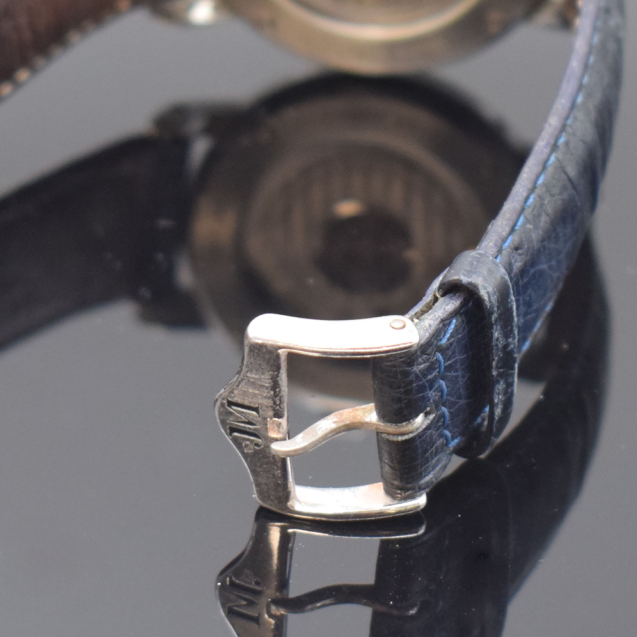 Detail b: JEAN Marcel Herrenarmbanduhr Innovation 2000 in Stahl, Schweiz um 2003, Automatik, beids. vergl. Geh., Boden 4-fach verschr., orig. Lederband (zu ...