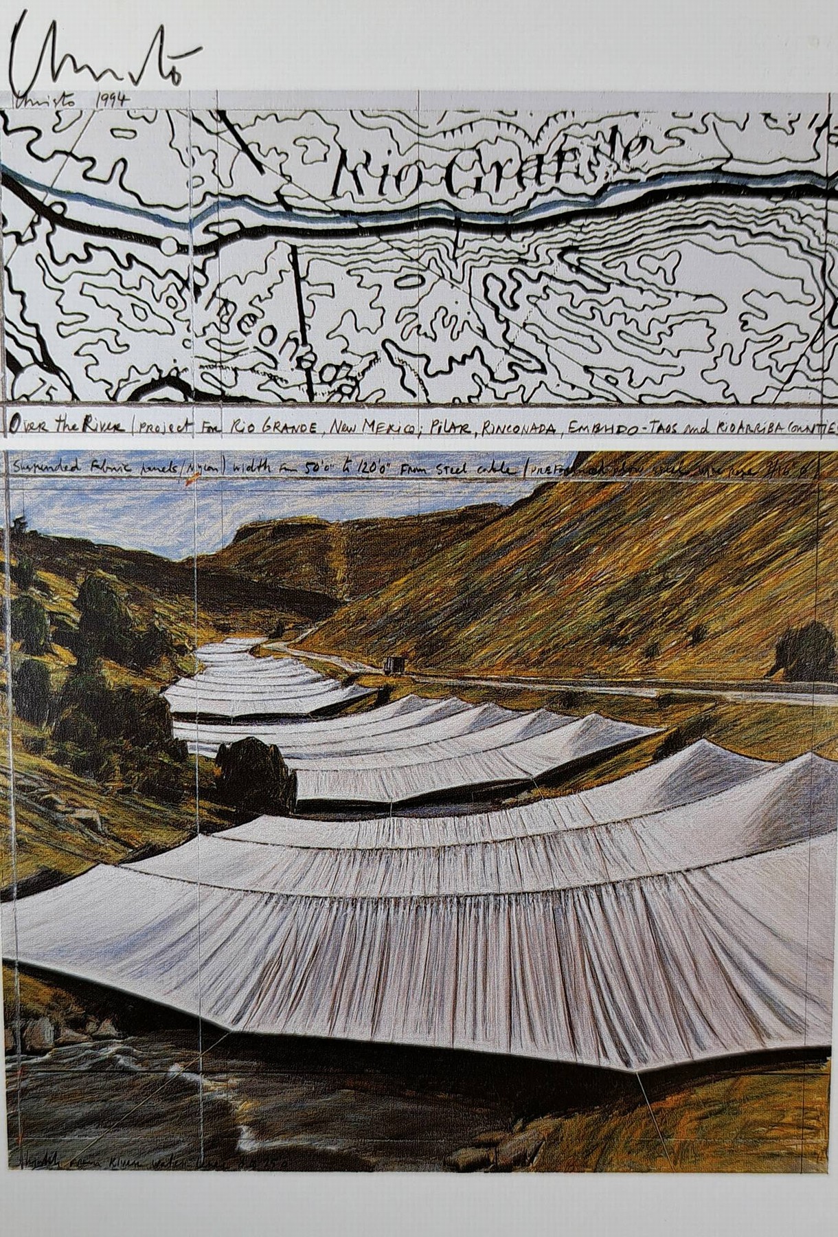 Detail a: Christo und Jean-Claude, Konvolut aus 3 Offsets aus 3 verschiedenen Projekten, "Over the River, Project for the Rio Grande", handsign. von ...