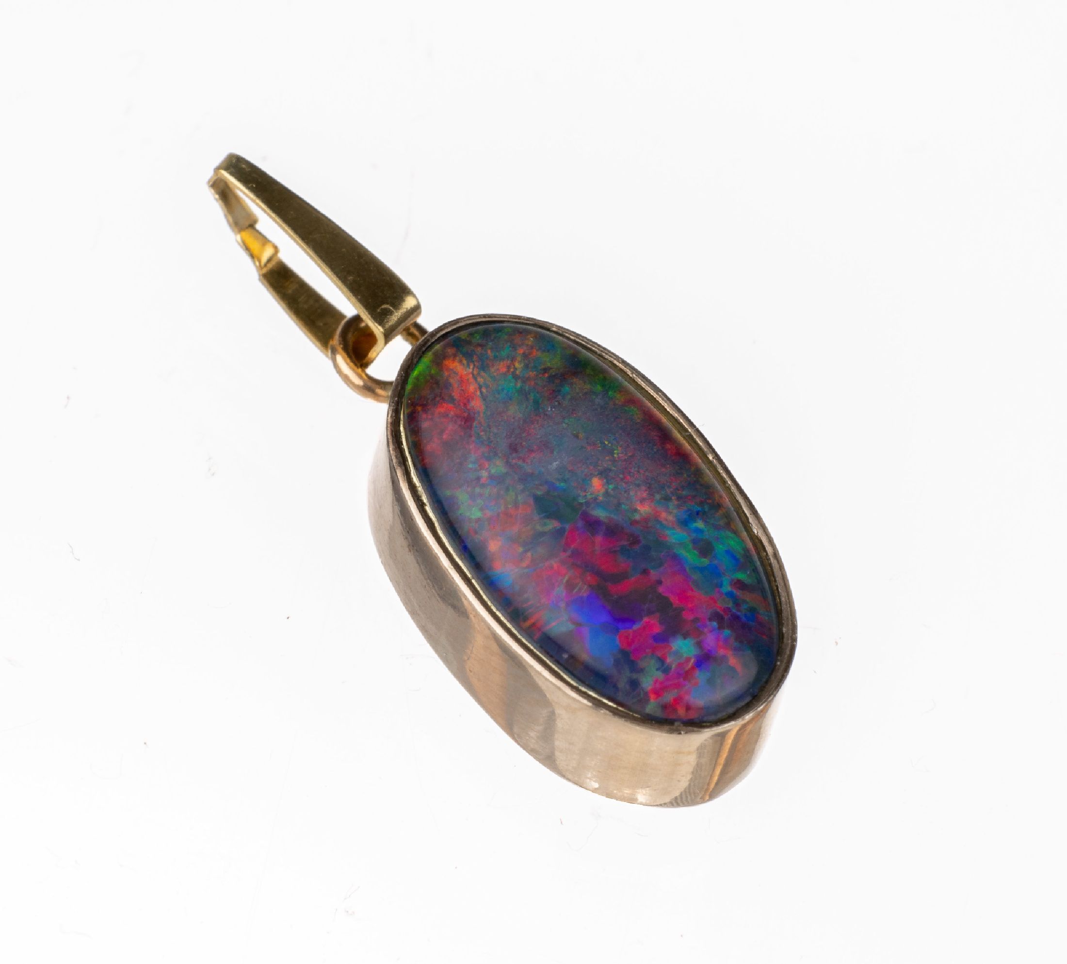14 kt Gold Opal-Anhänger, GG 585/000, ovaleOpaltriplette, ca. 2.5 x 1 cm, ca. 2.4 g