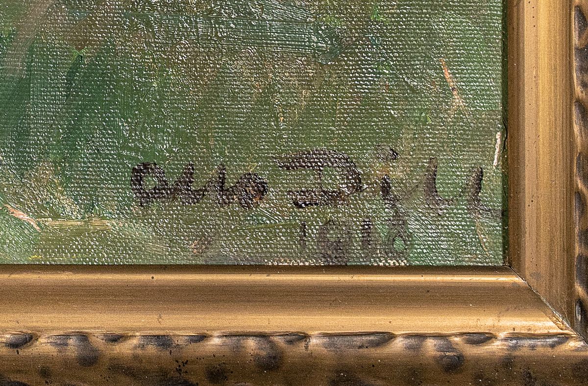 Detail a: Otto Dill, 1884 Neustadt-1957 Bad Dürkheim, Studium an der AK München, Meisterschüler von Heinrich v. Zügel, "Am Zaun, 1917", so auf ...